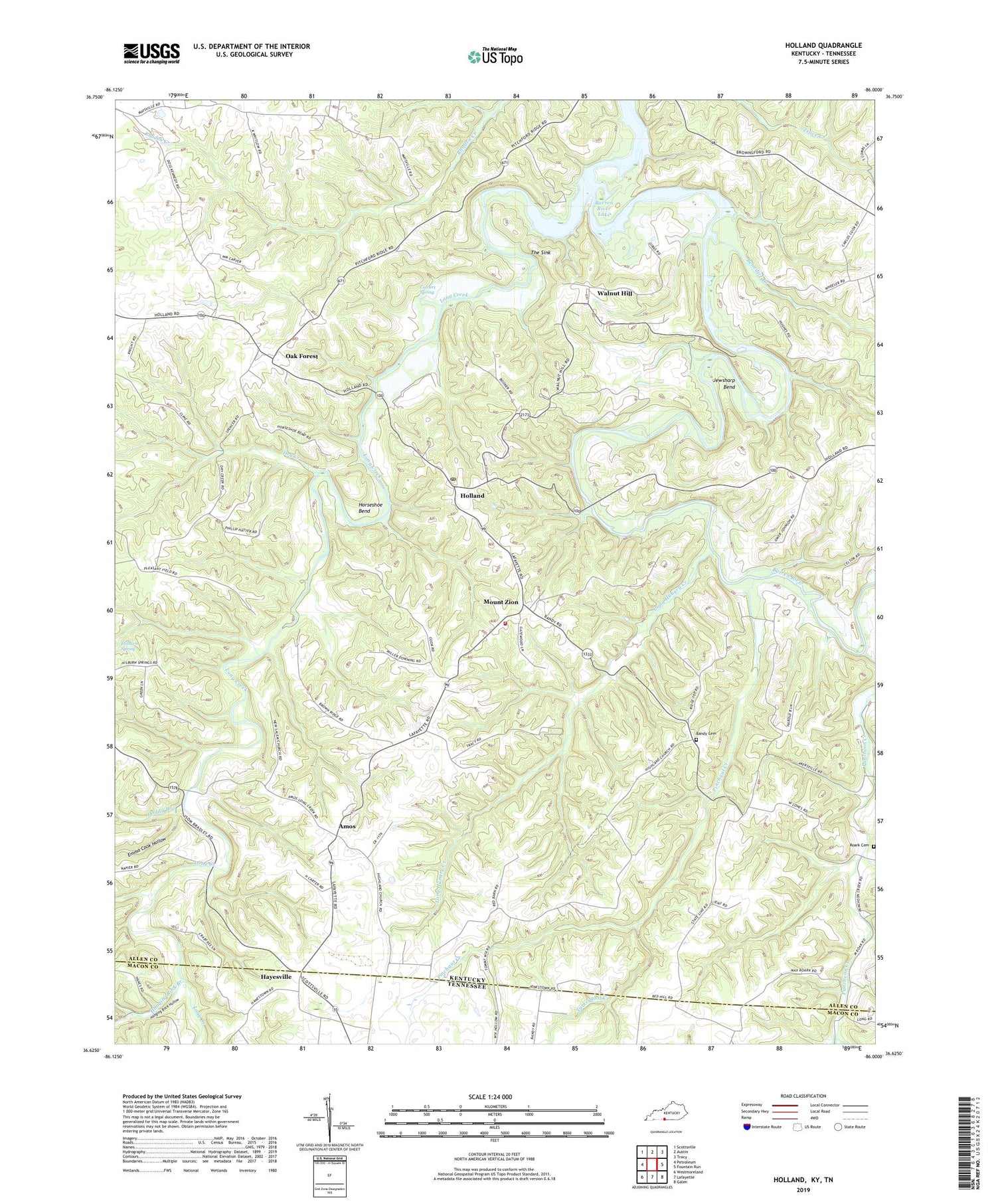 Holland Kentucky US Topo Map Image
