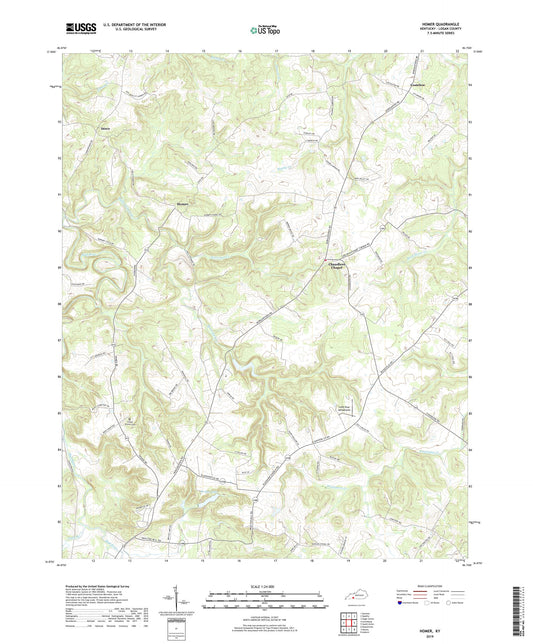Homer Kentucky US Topo Map Image
