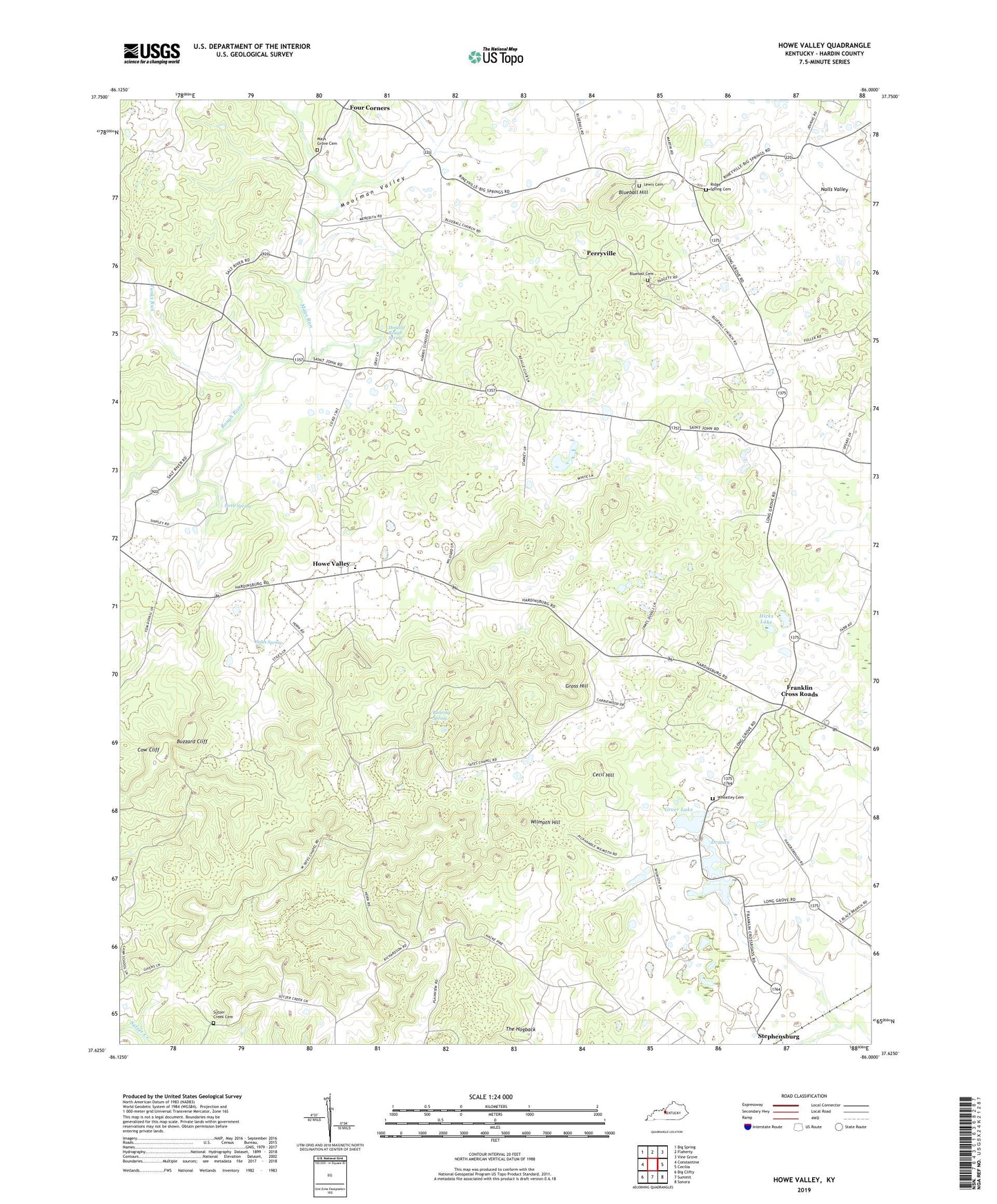 Howe Valley Kentucky US Topo Map Image
