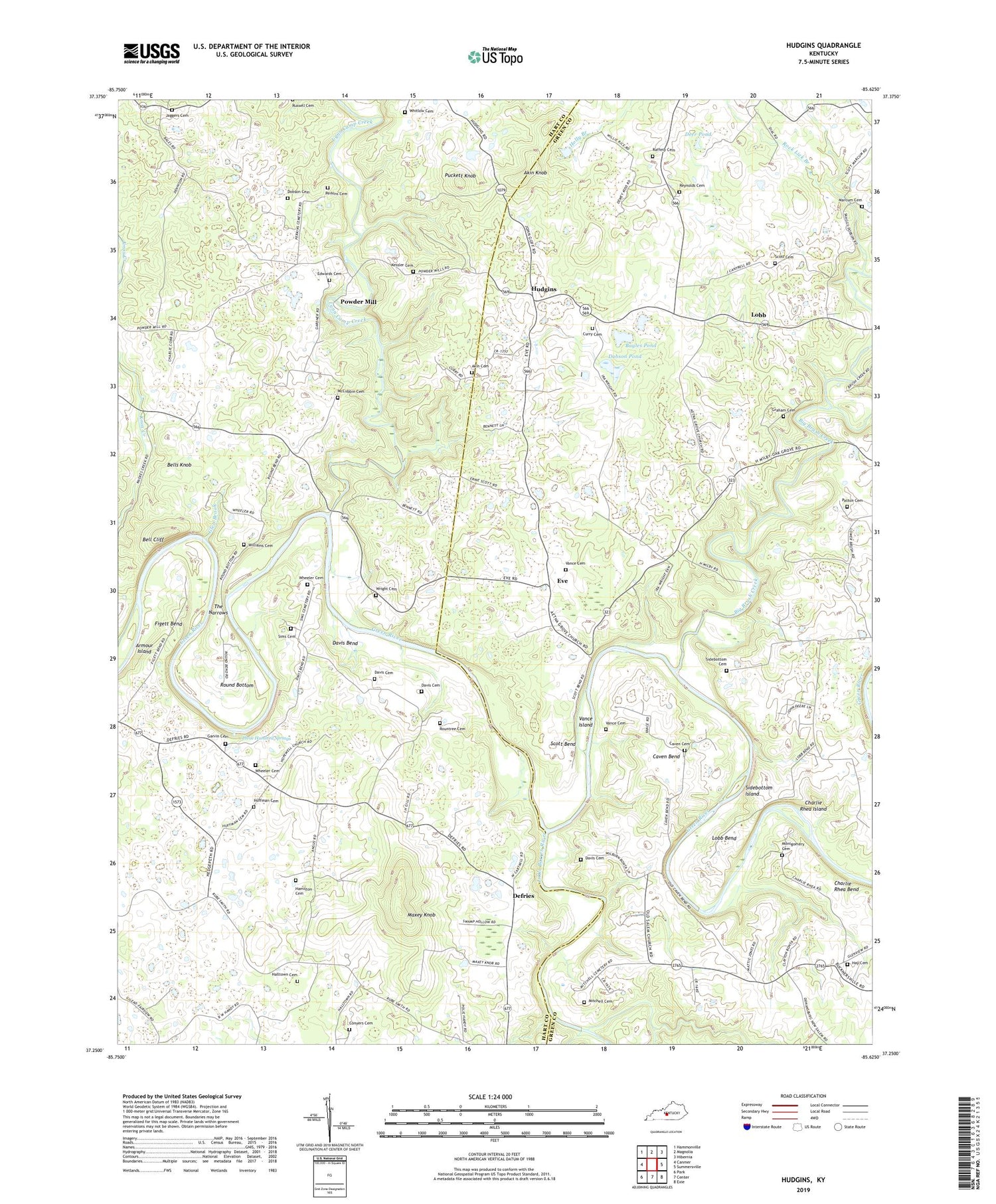 Hudgins Kentucky US Topo Map Image