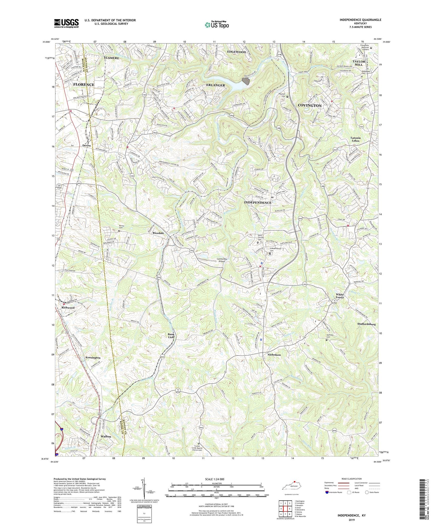 Independence Kentucky US Topo Map Image