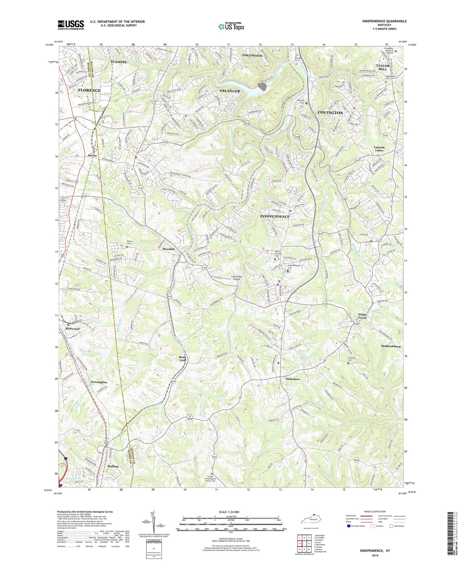 Independence Kentucky US Topo Map Image