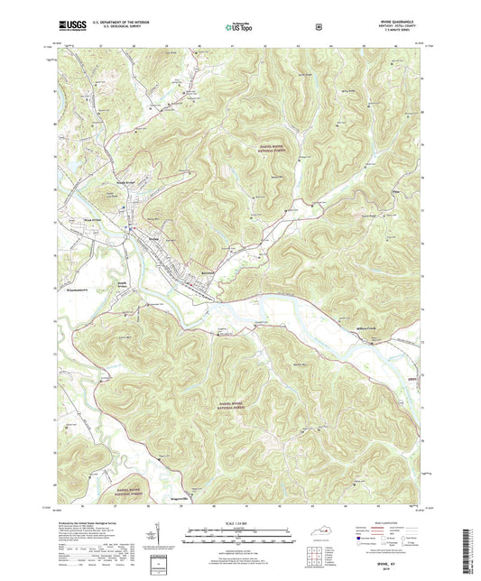 Irvine Kentucky US Topo Map Image