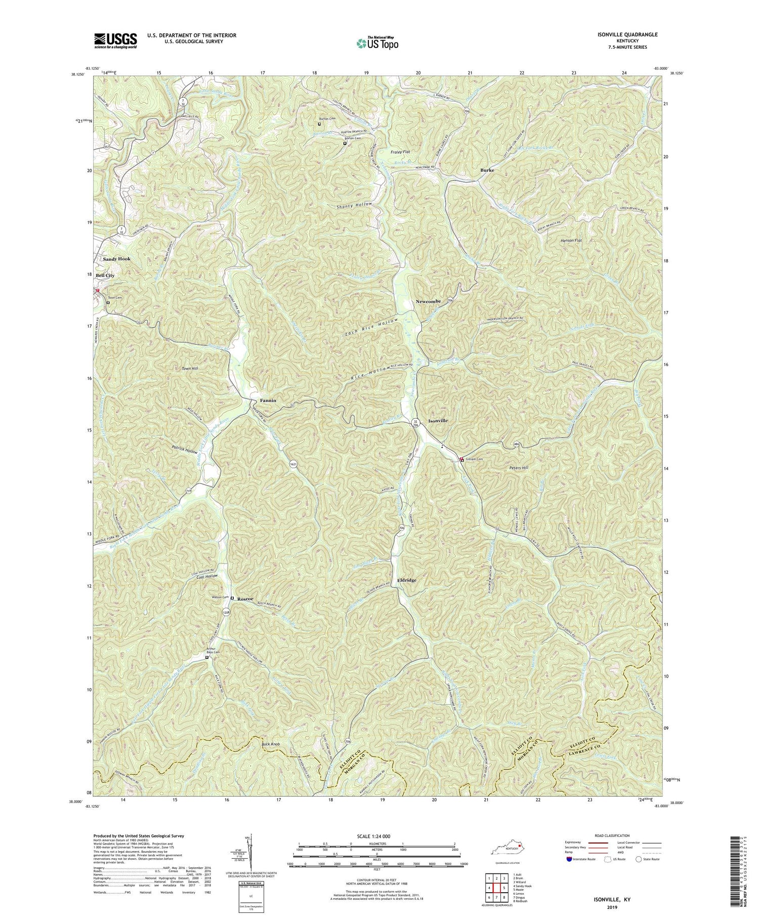 Isonville Kentucky US Topo Map Image