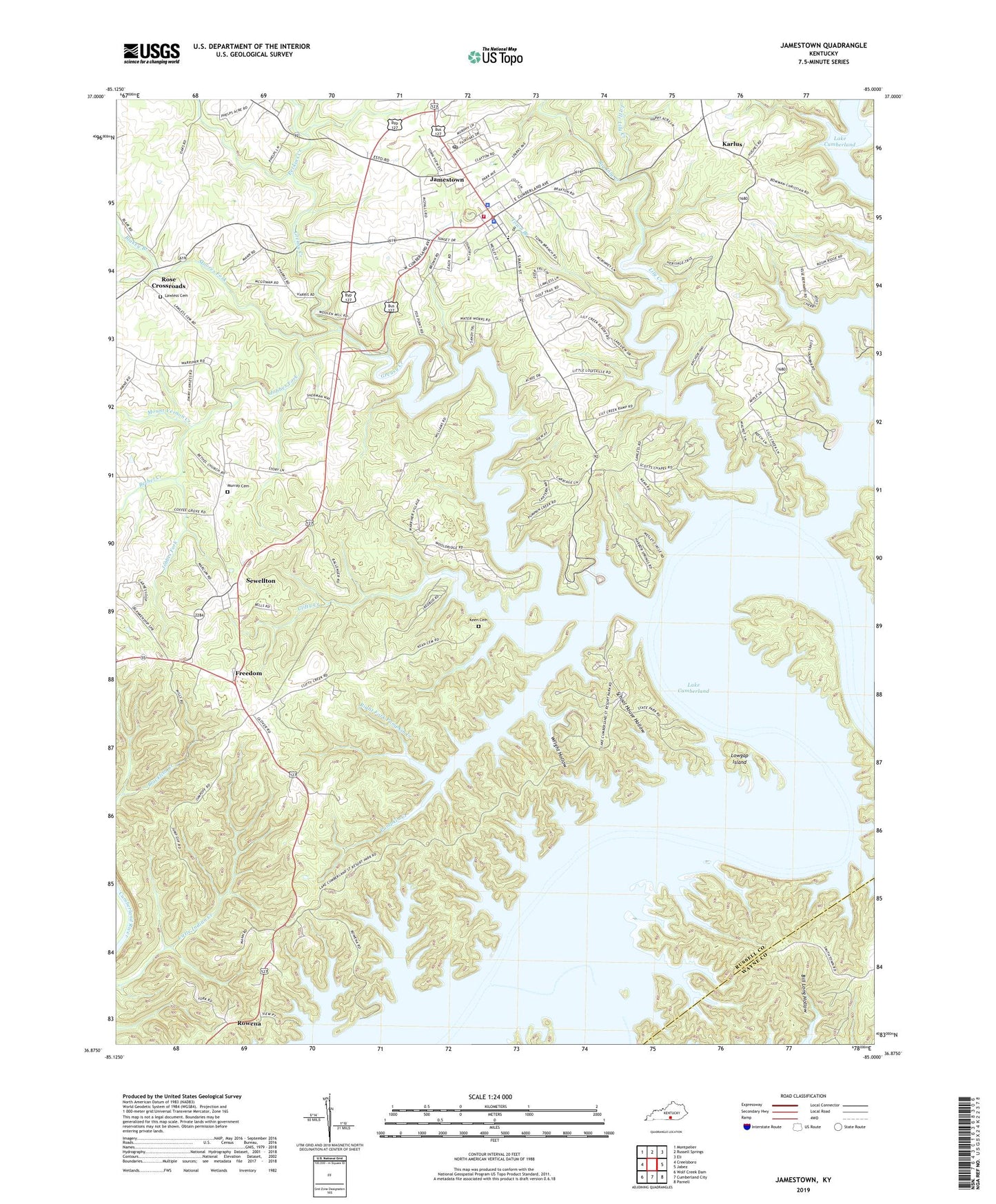 Jamestown Kentucky US Topo Map Image