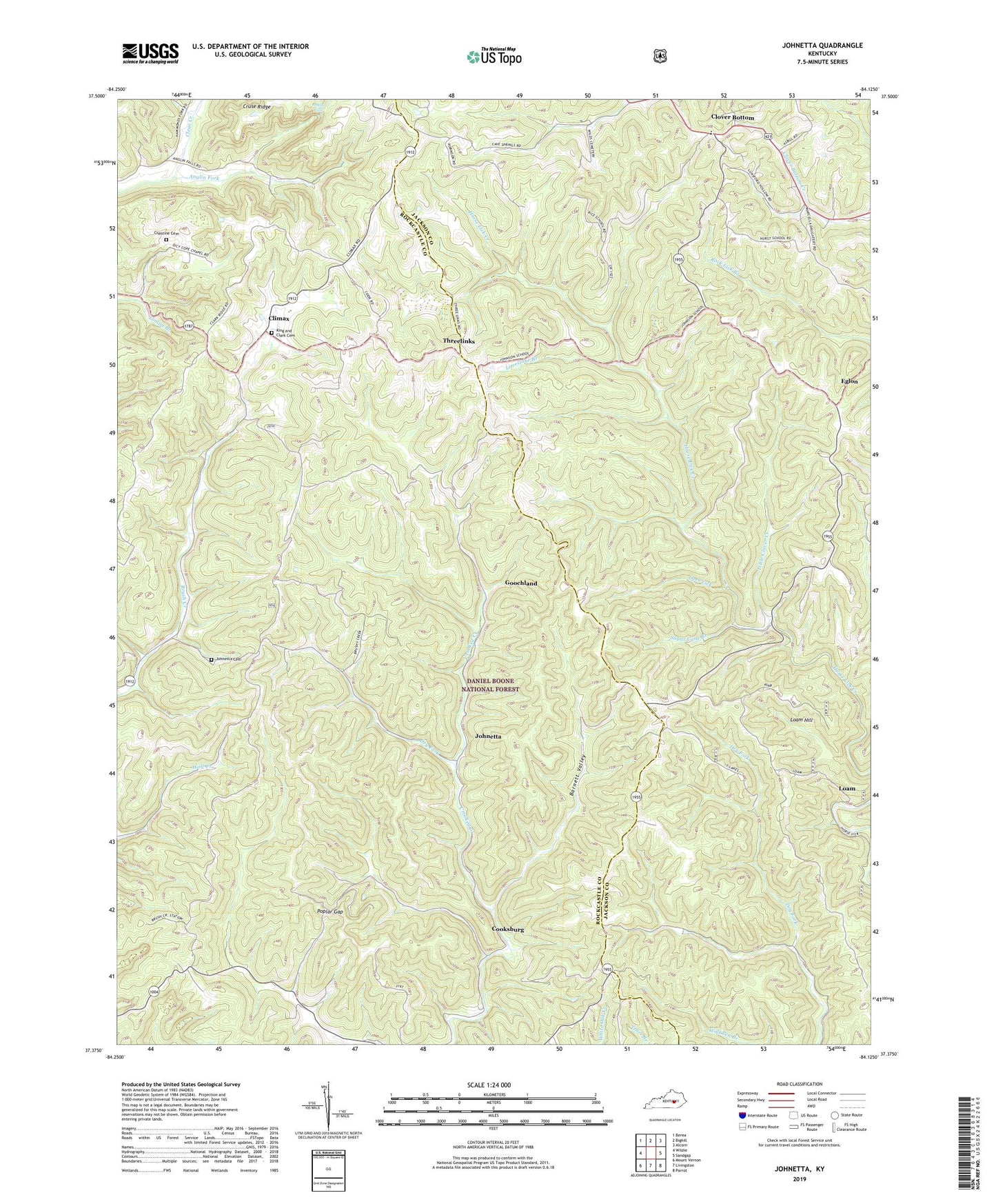 Johnetta Kentucky US Topo Map Image