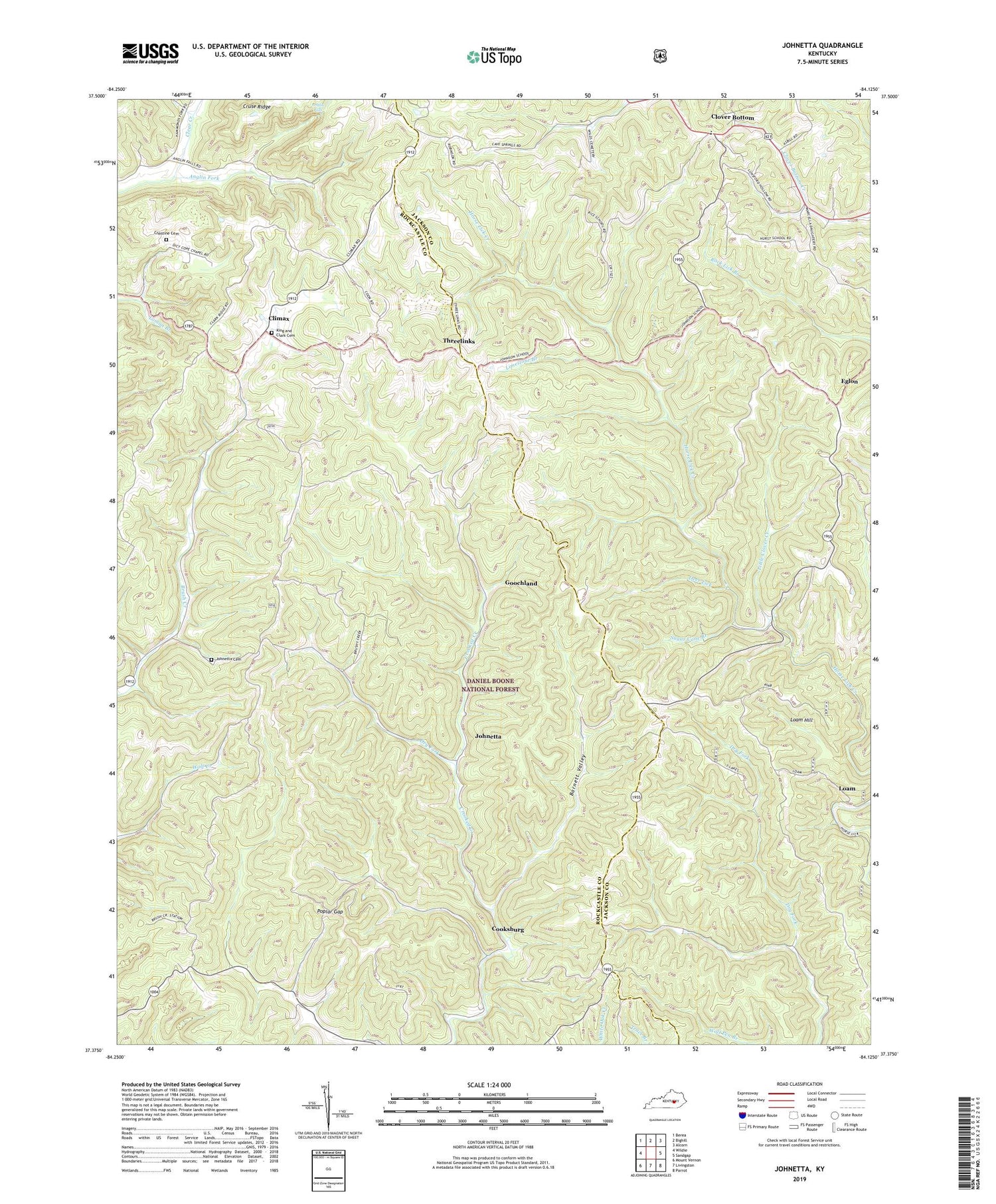 Johnetta Kentucky US Topo Map Image