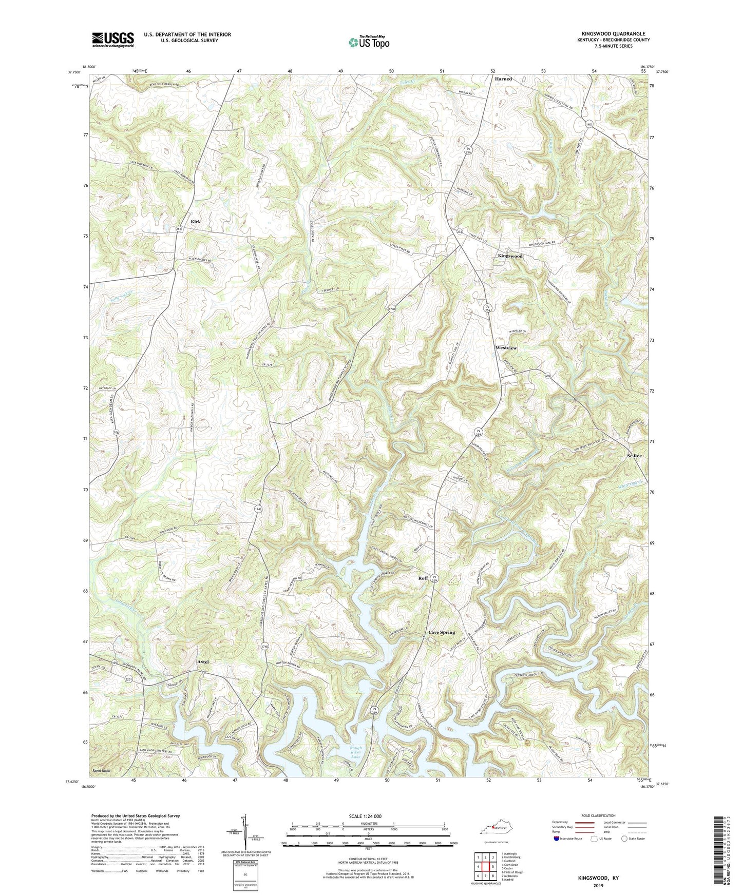 Kingswood Kentucky US Topo Map Image