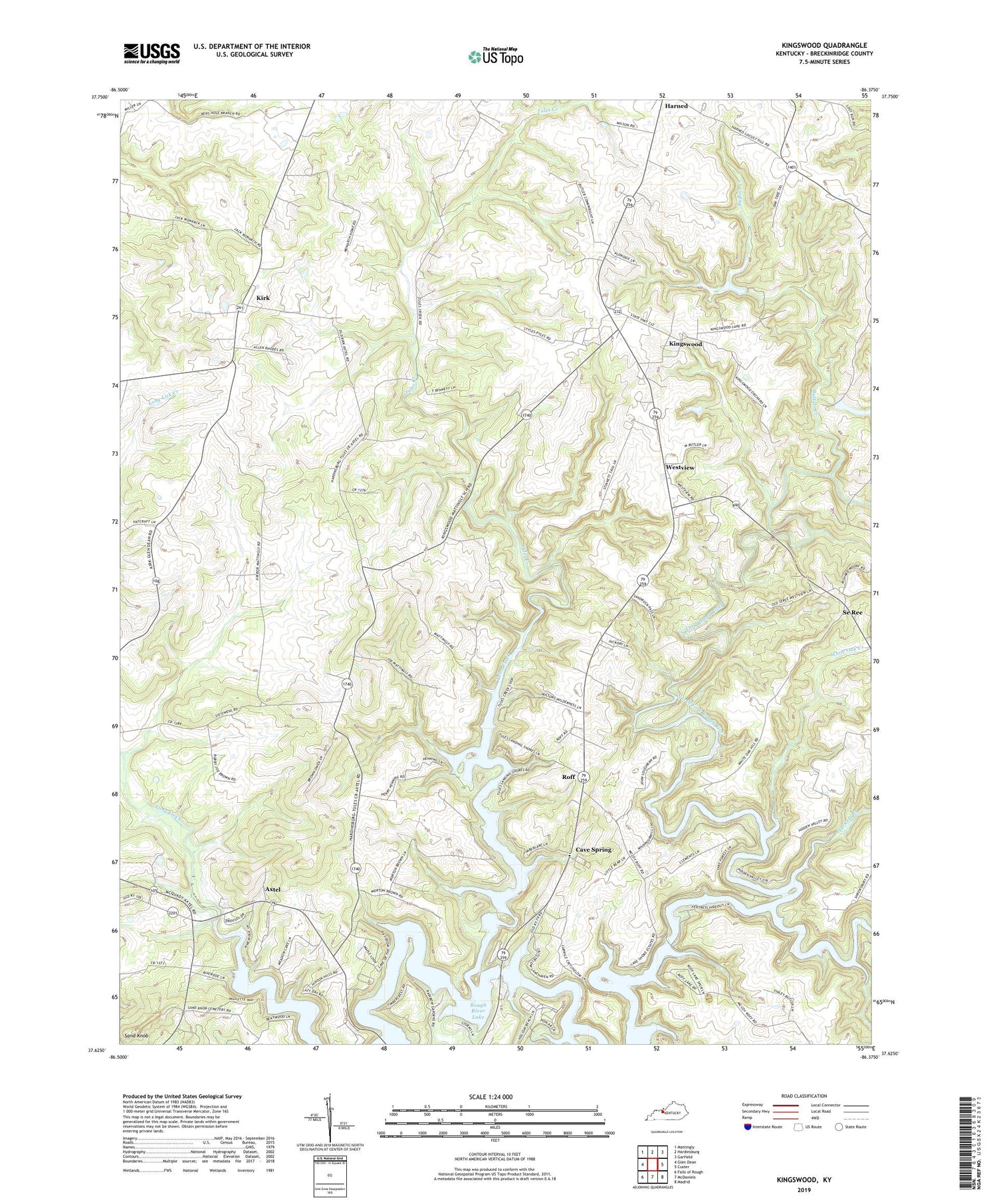 Kingswood Kentucky US Topo Map Image