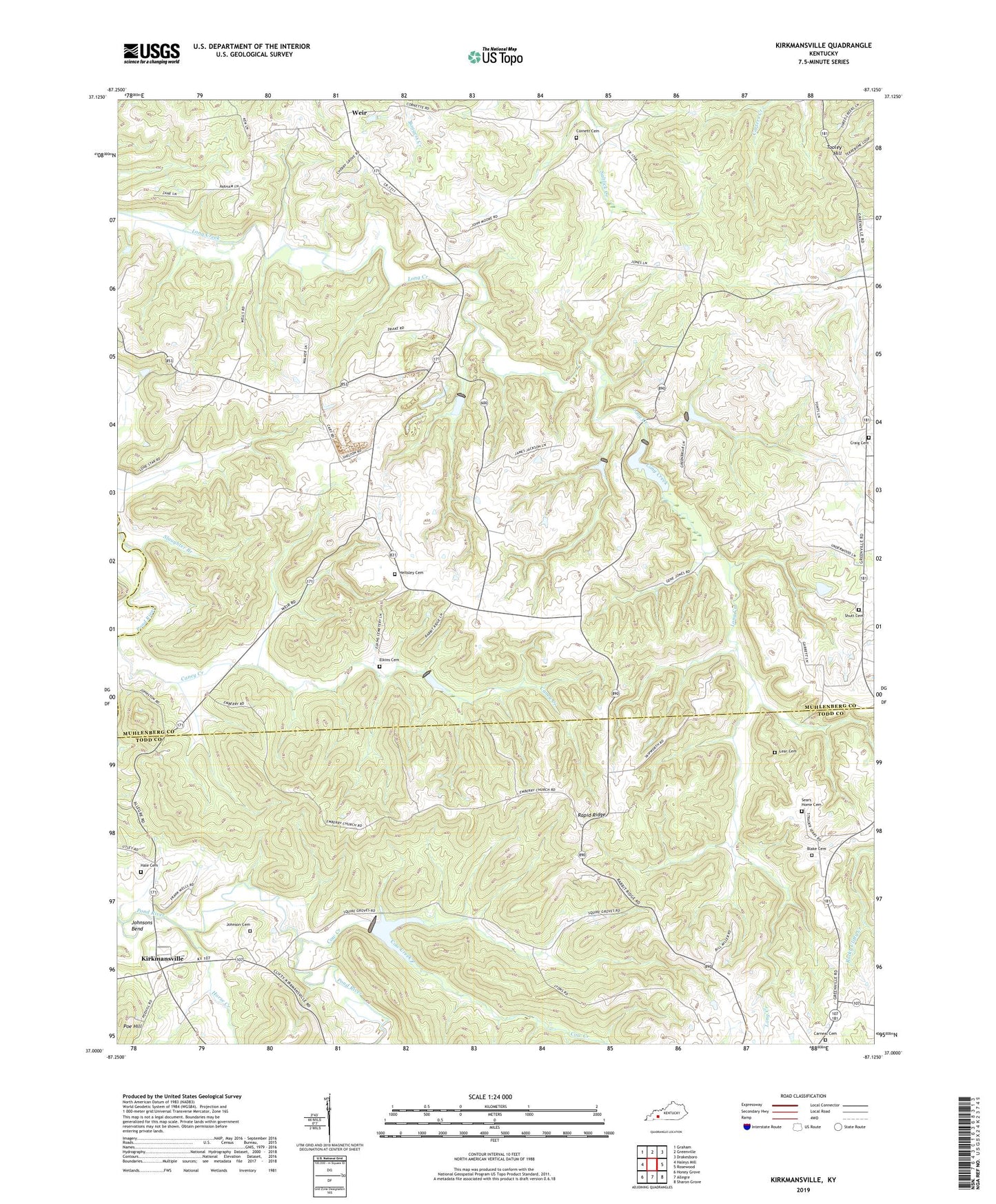 Kirkmansville Kentucky US Topo Map Image