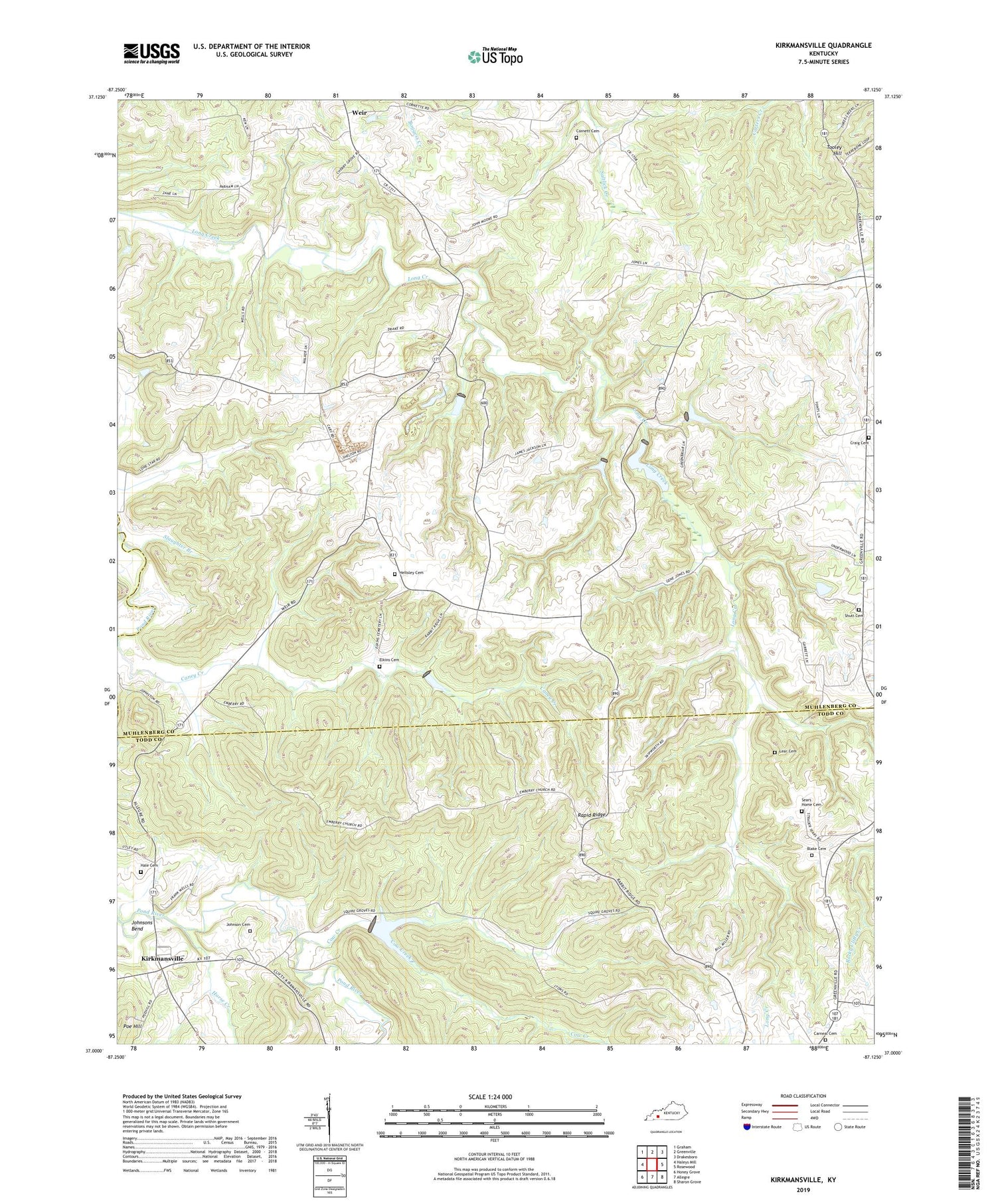 Kirkmansville Kentucky US Topo Map Image