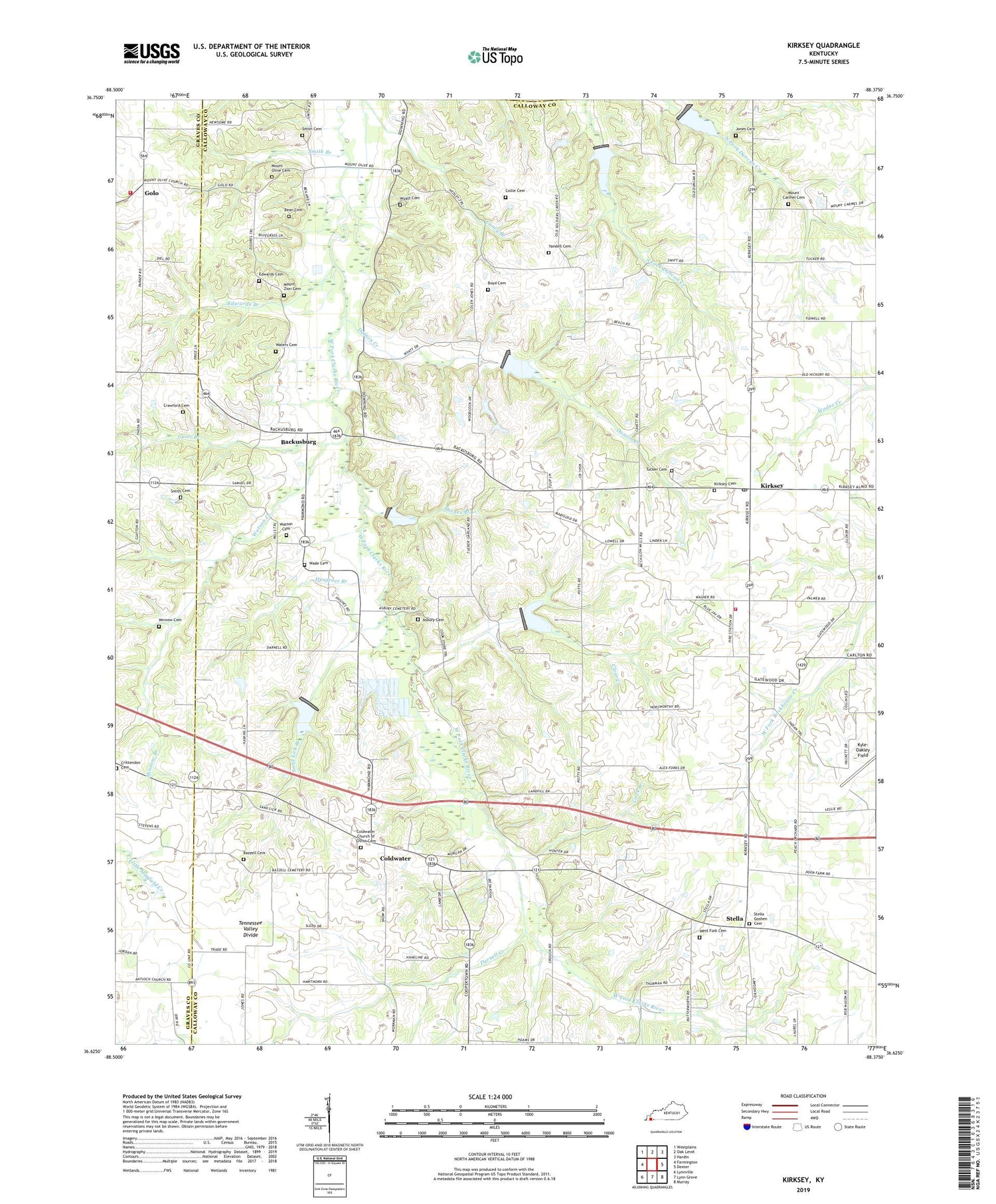Kirksey Kentucky US Topo Map Image