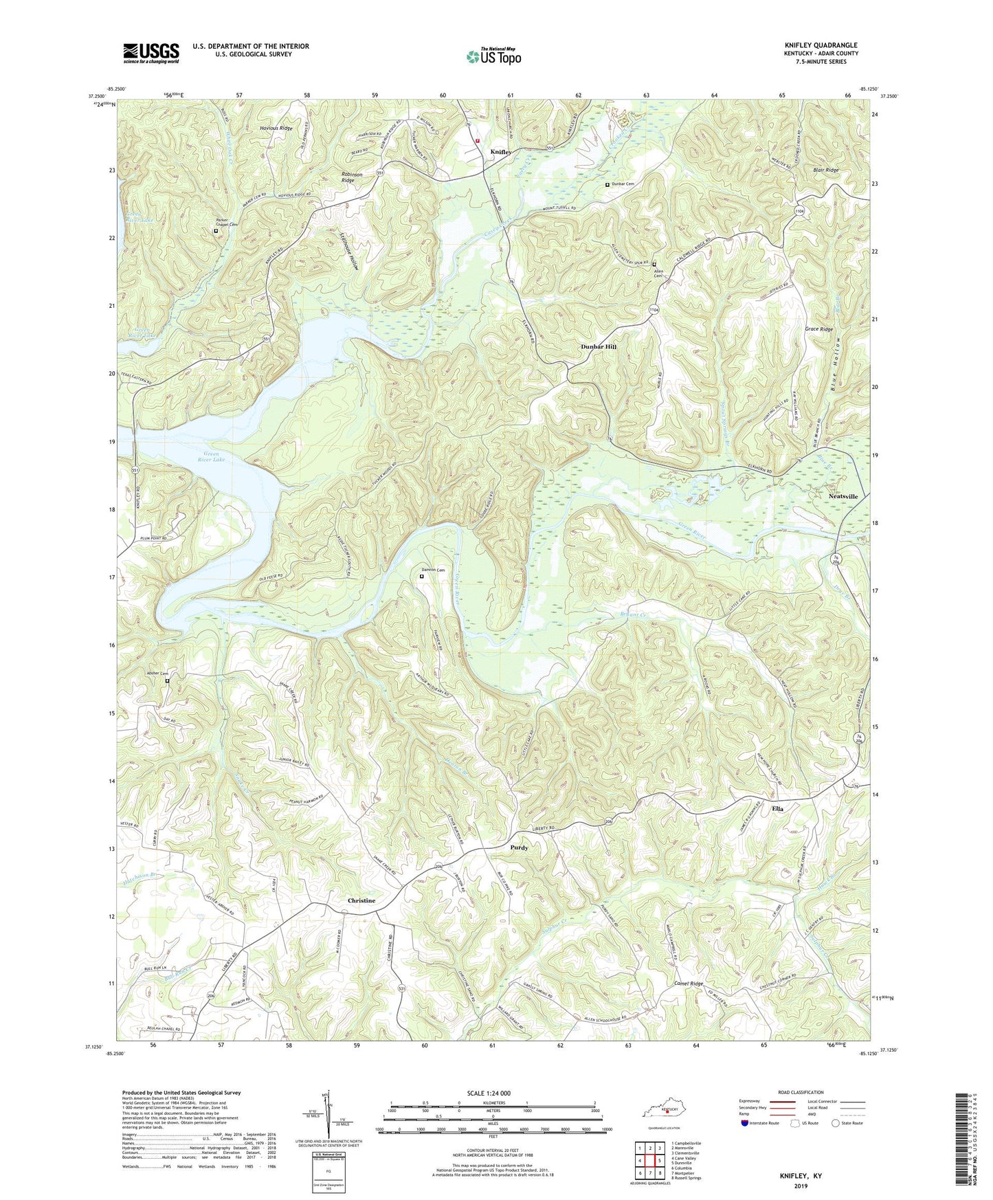Knifley Kentucky US Topo Map Image