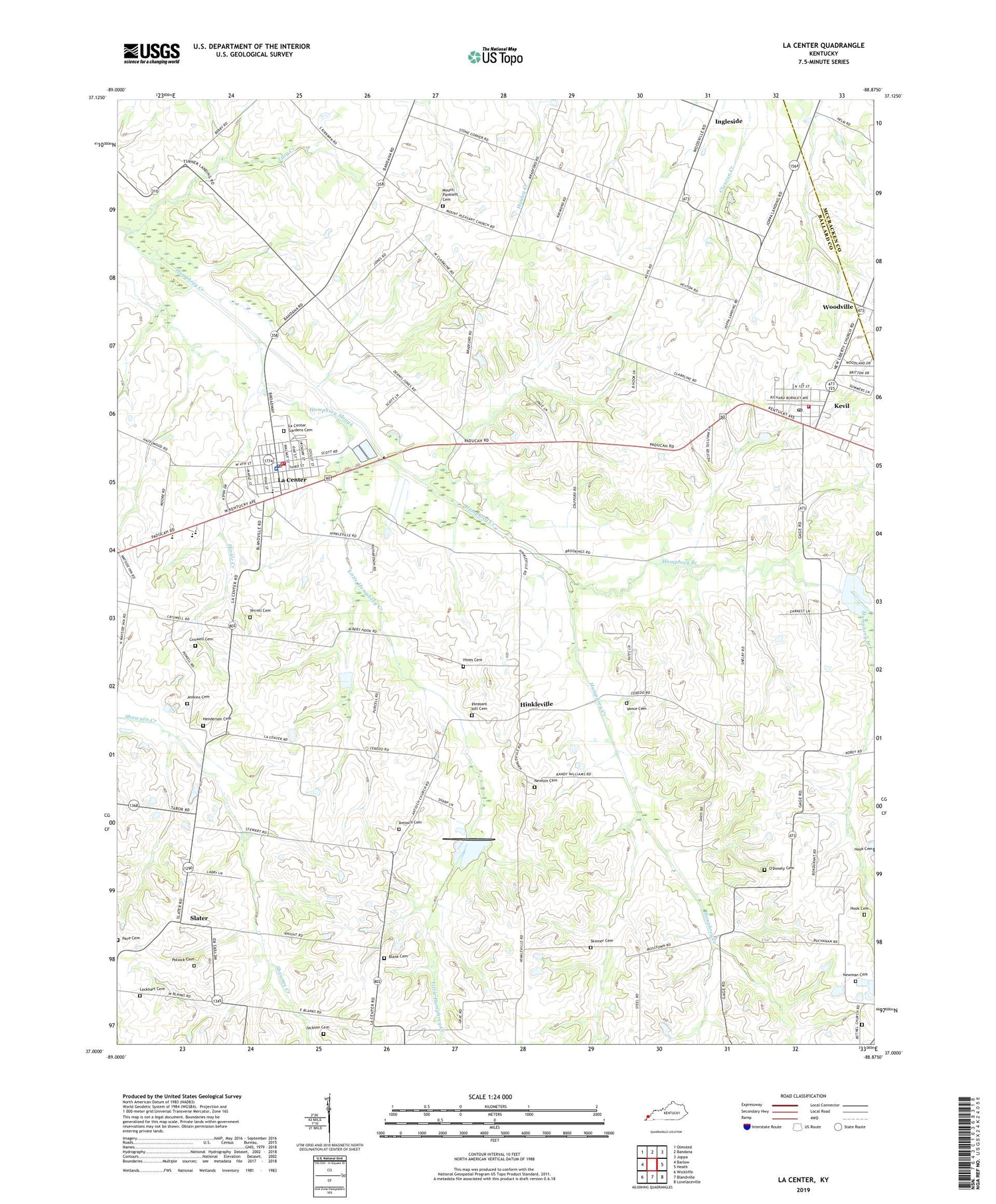 La Center Kentucky US Topo Map Image