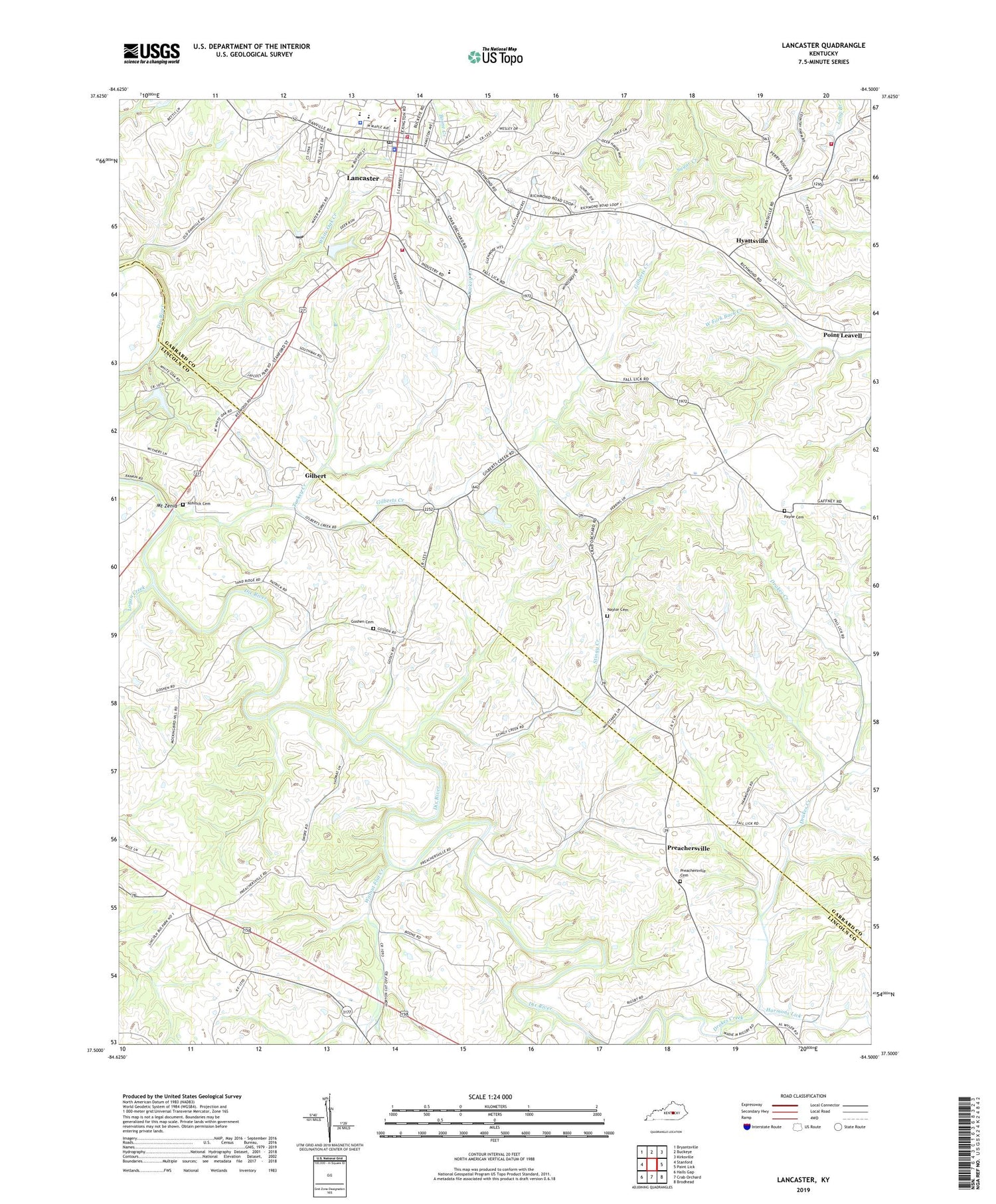 Lancaster Kentucky US Topo Map Image