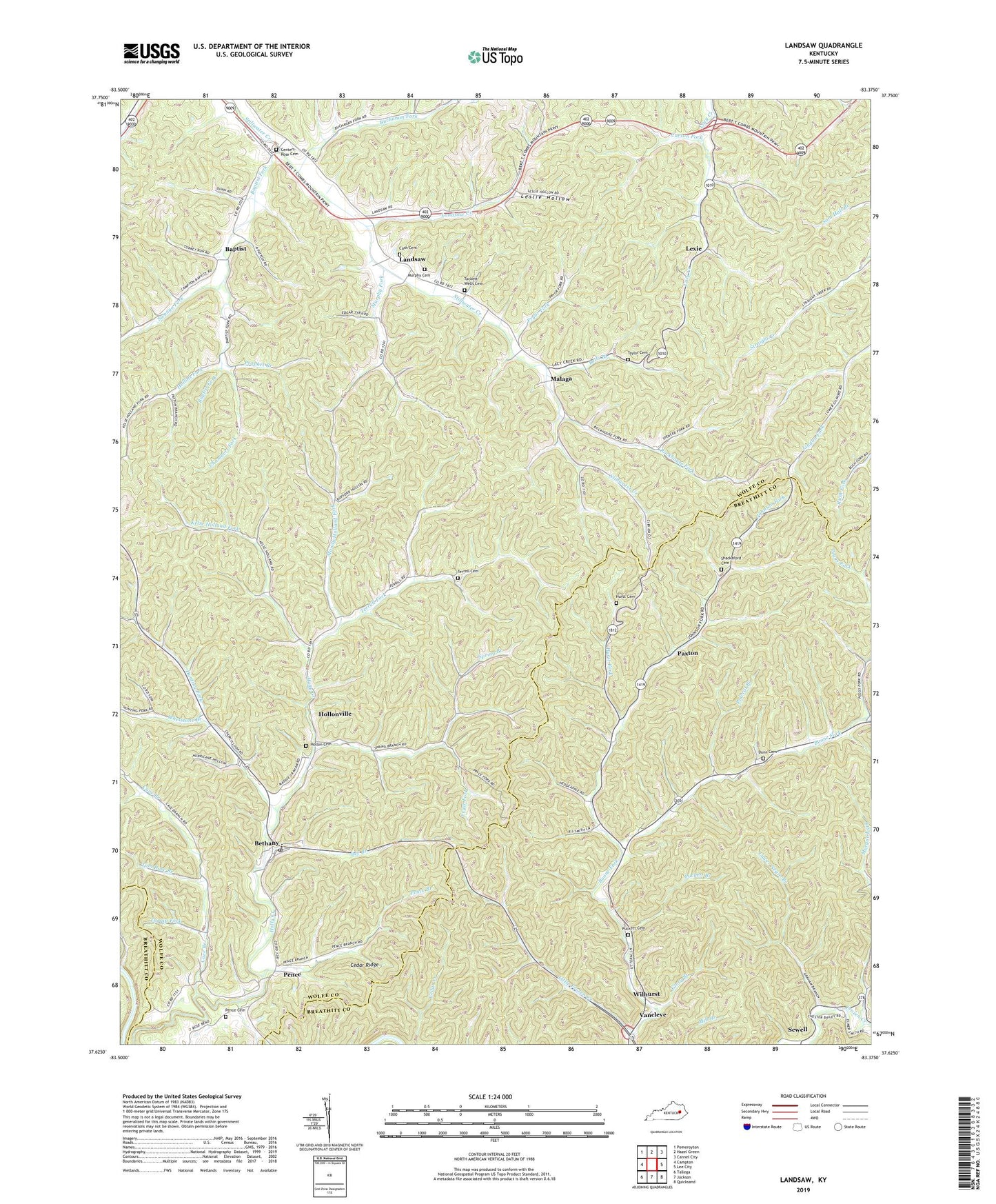 Landsaw Kentucky US Topo Map Image