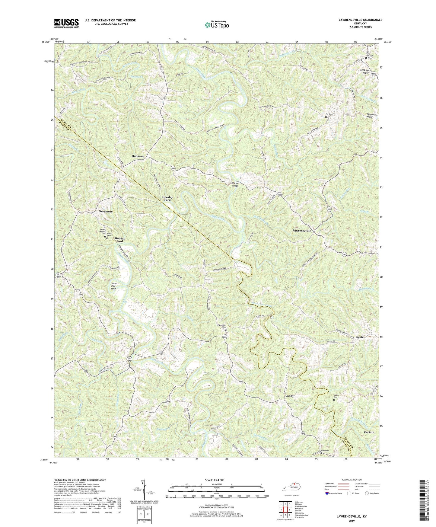 Lawrenceville Kentucky US Topo Map Image