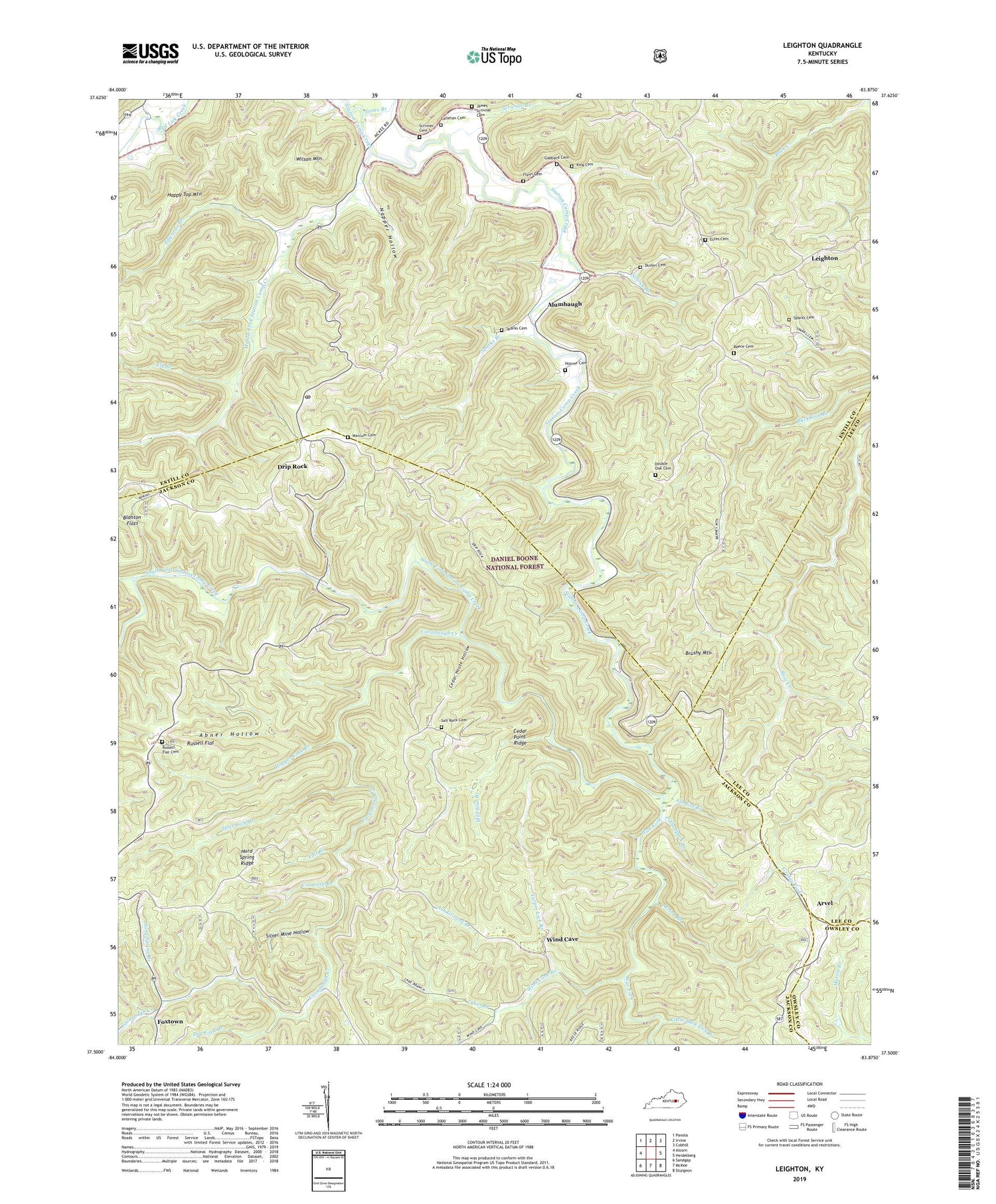 Leighton Kentucky US Topo Map Image