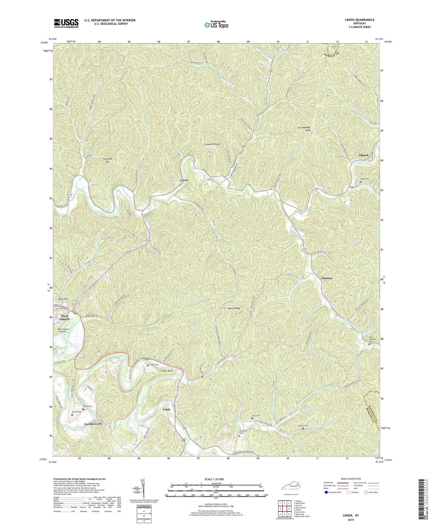 Lenox Kentucky US Topo Map Image