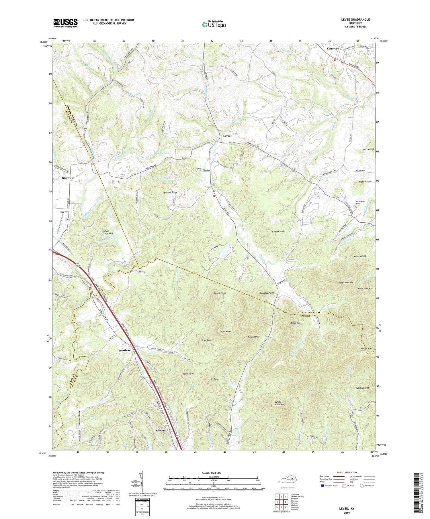 Levee Kentucky US Topo Map Image