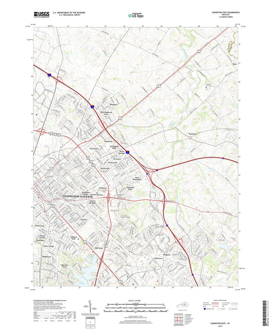 Lexington East Kentucky US Topo Map Image