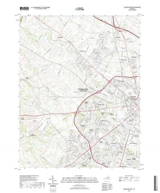 Lexington West Kentucky US Topo Map Image