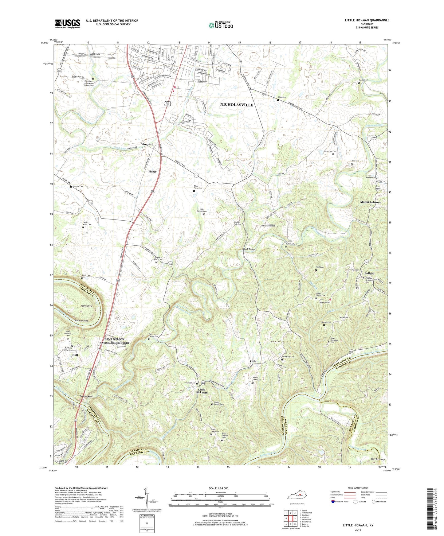 Little Hickman Kentucky US Topo Map Image