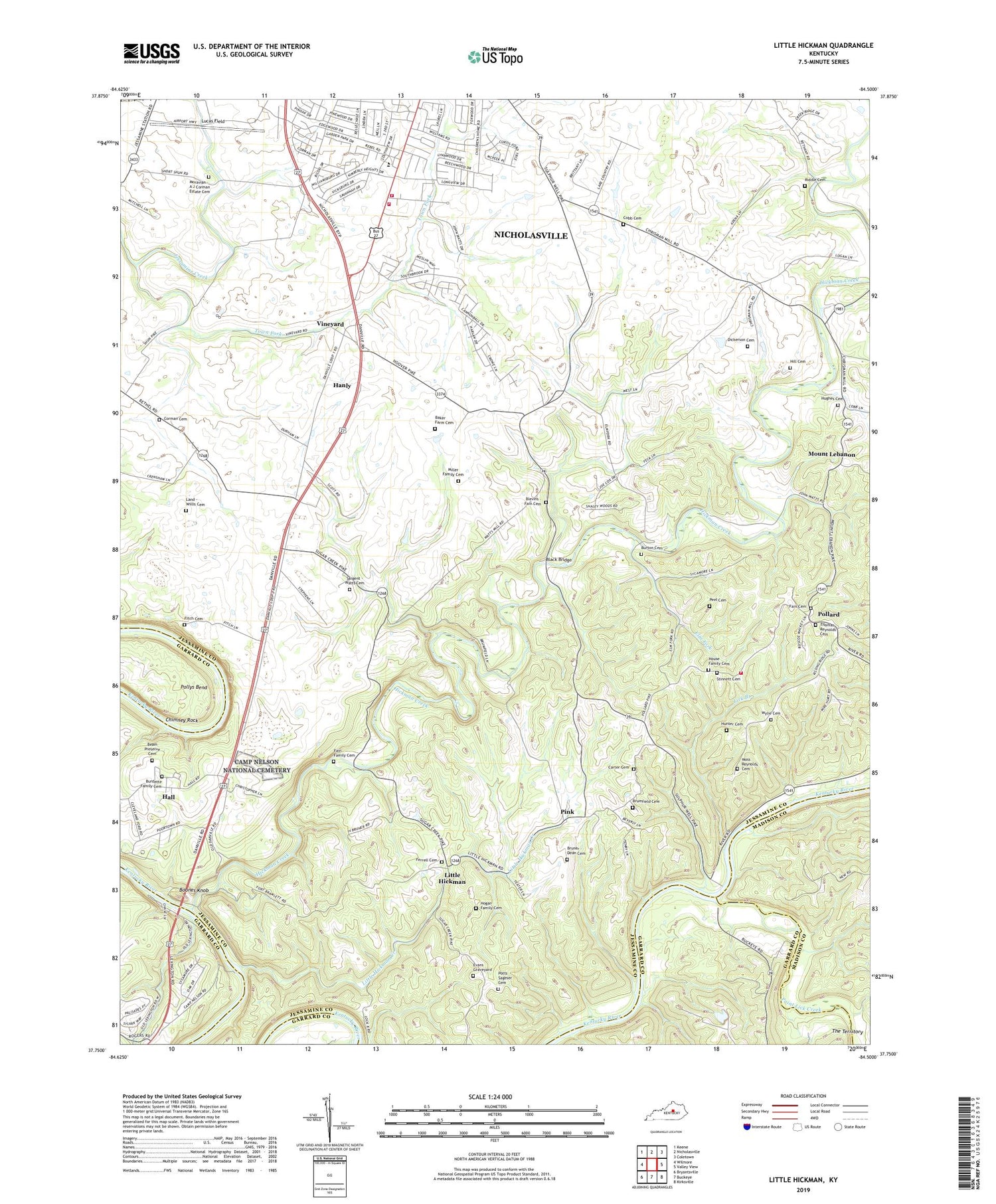 Little Hickman Kentucky US Topo Map Image