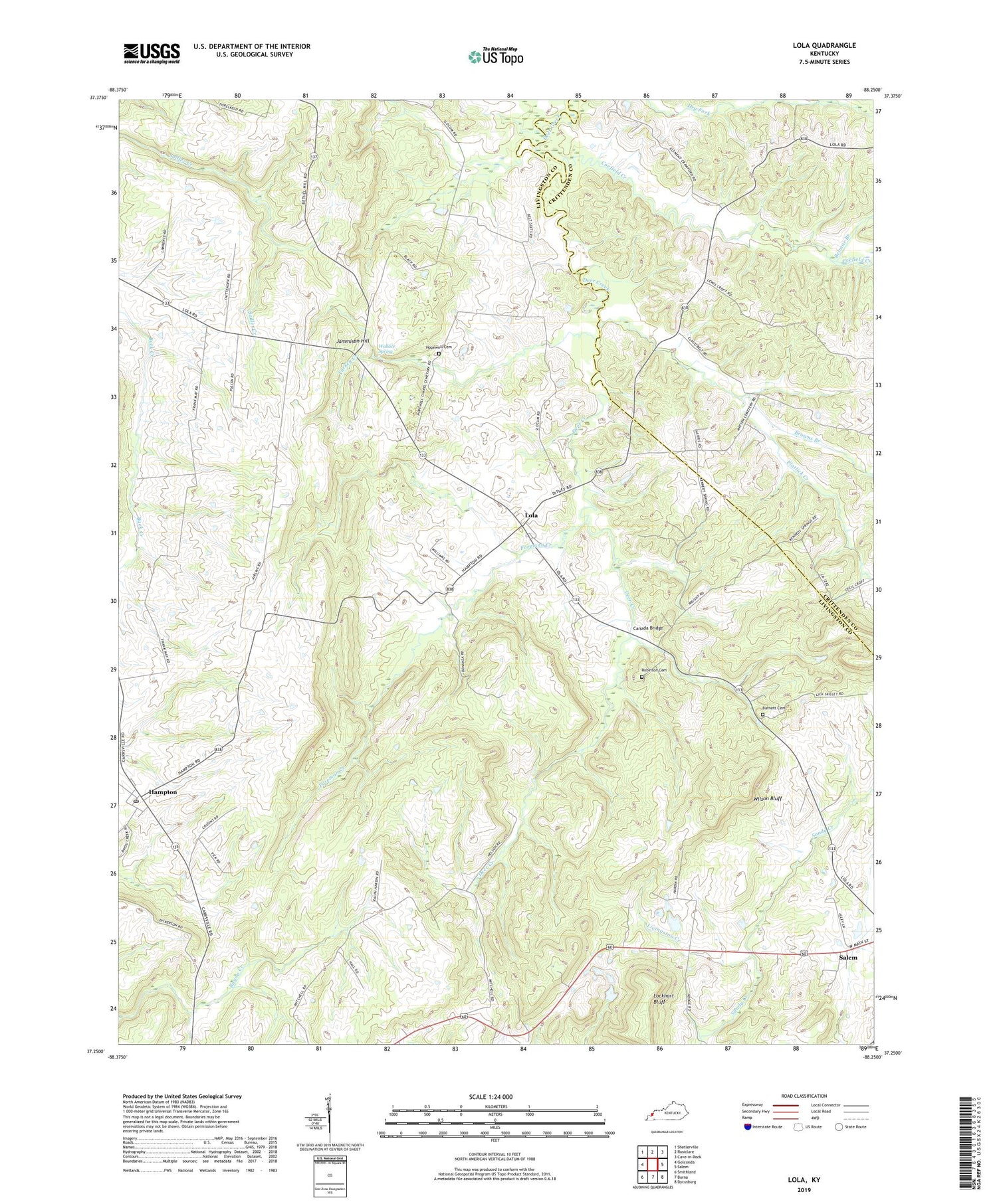 Lola Kentucky US Topo Map Image