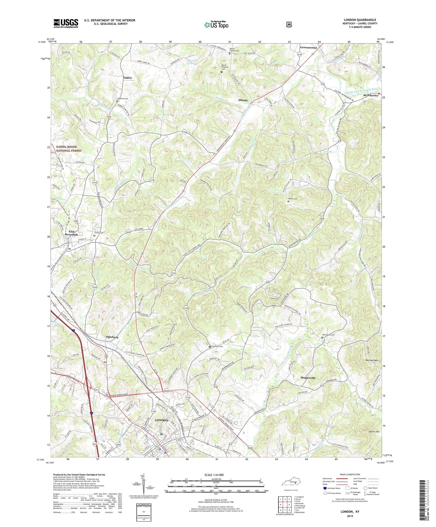London Kentucky US Topo Map Image