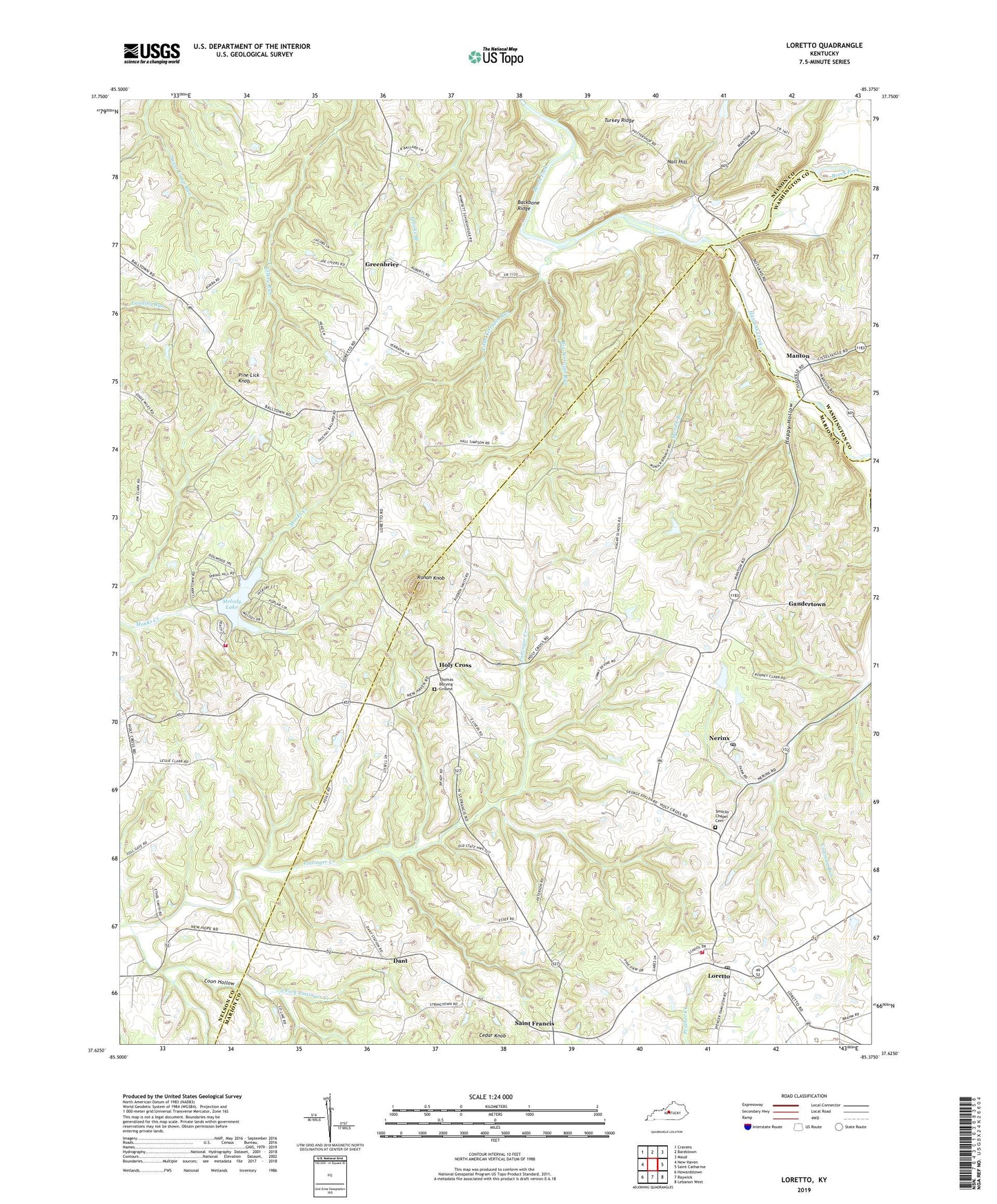 Loretto Kentucky US Topo Map Image