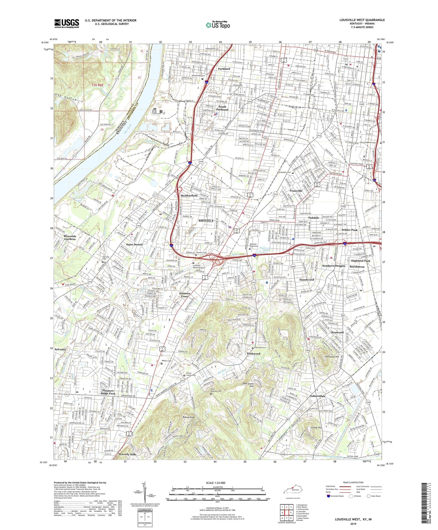 Louisville West Kentucky US Topo Map Image
