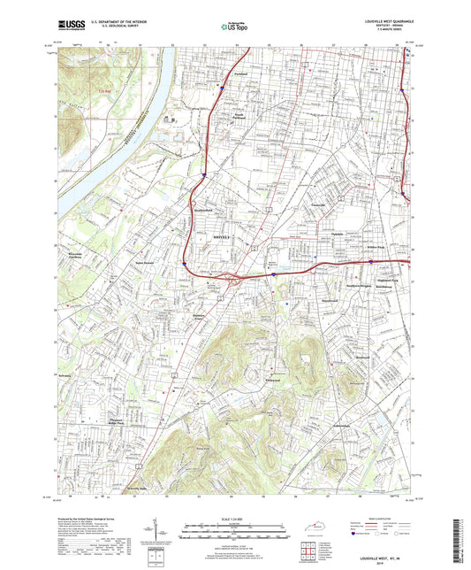 Louisville West Kentucky US Topo Map Image