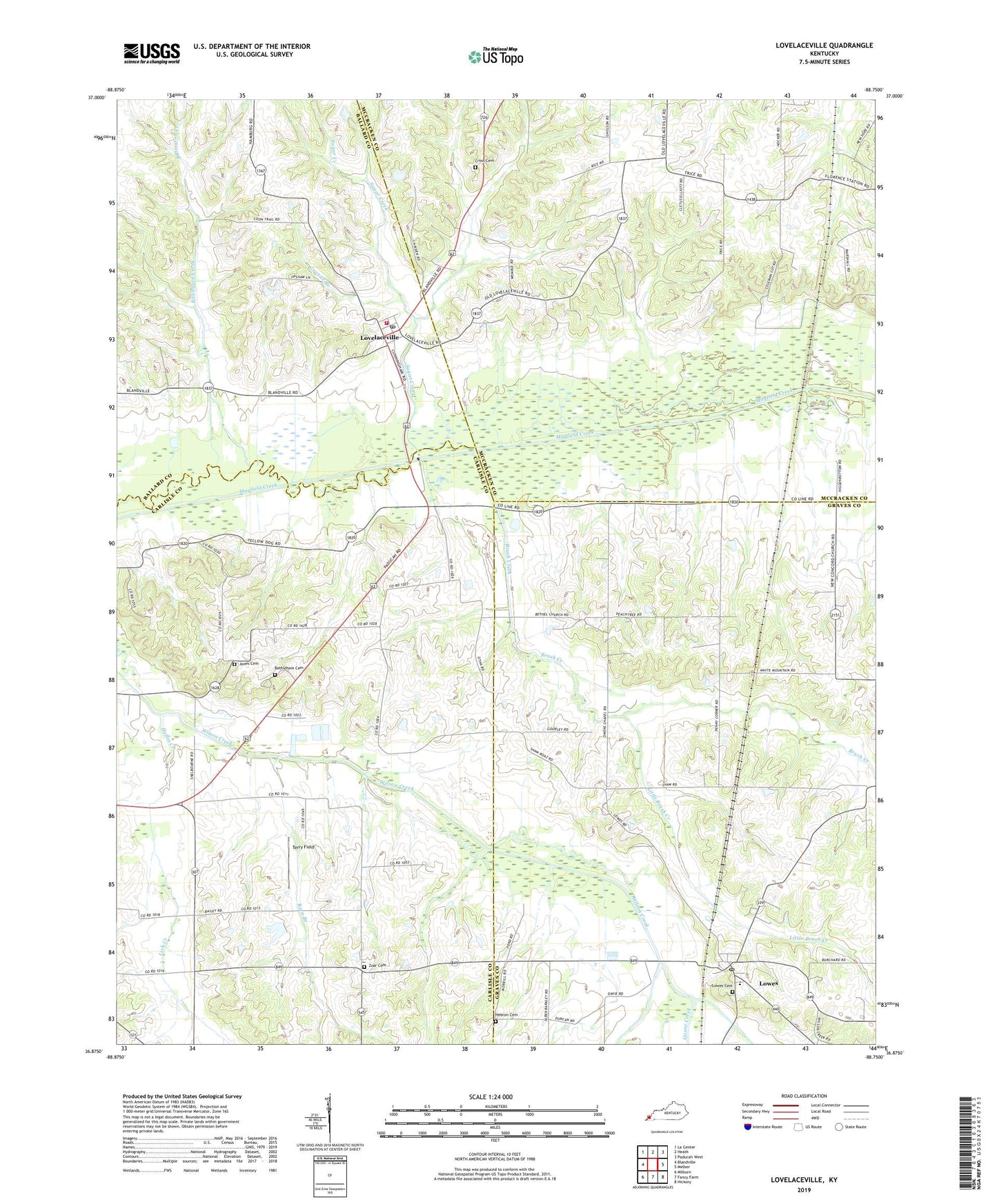 Lovelaceville Kentucky US Topo Map Image