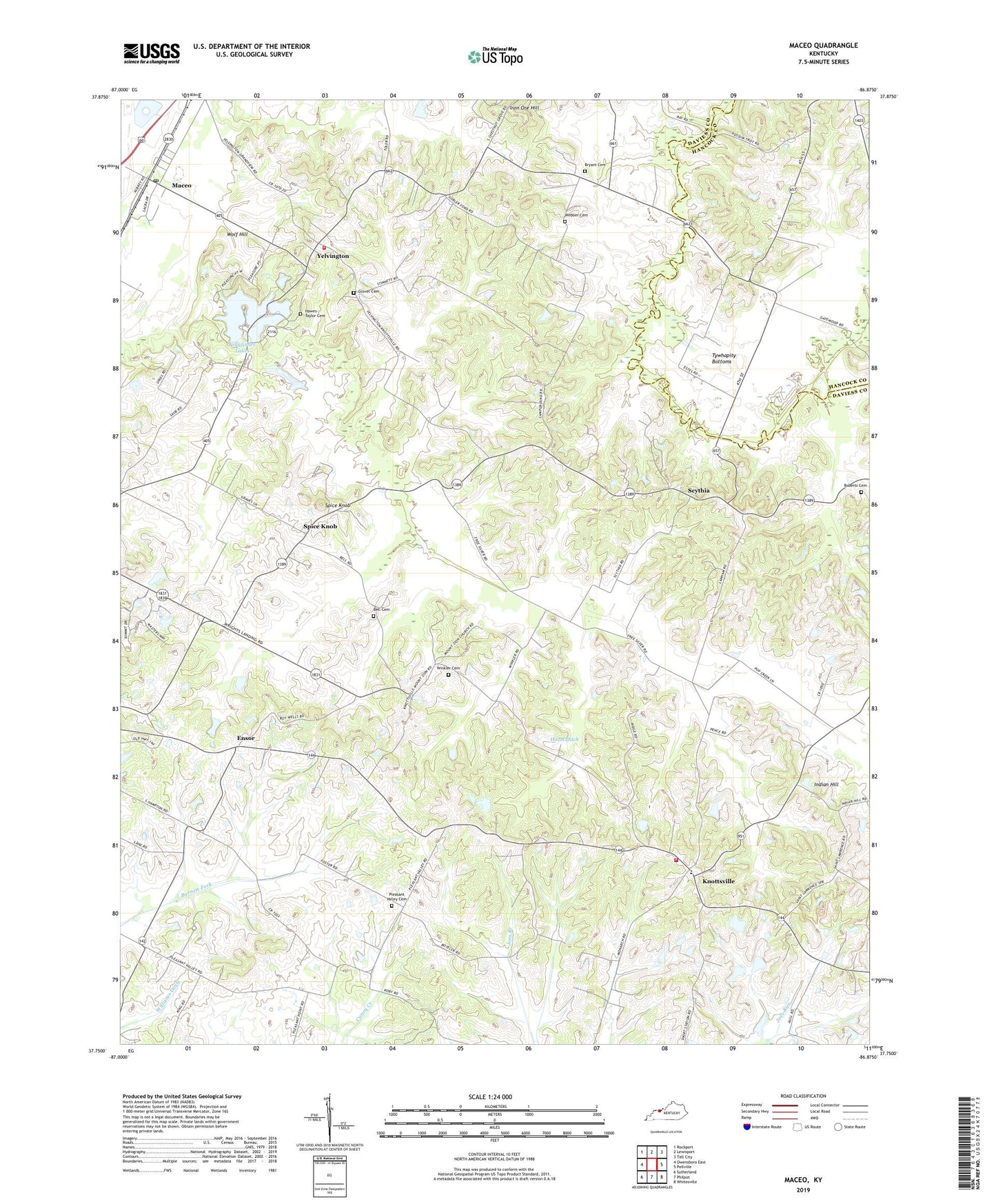 Maceo Kentucky US Topo Map Image
