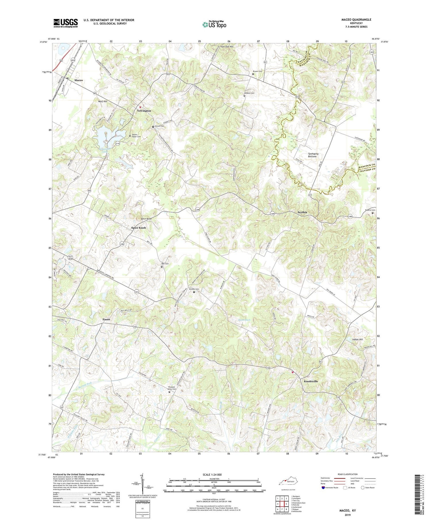 Maceo Kentucky US Topo Map Image
