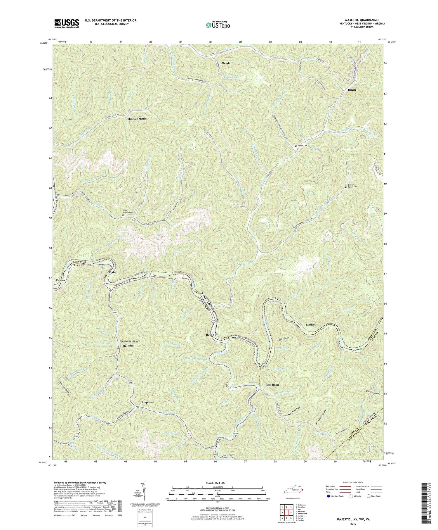 Majestic Kentucky US Topo Map Image