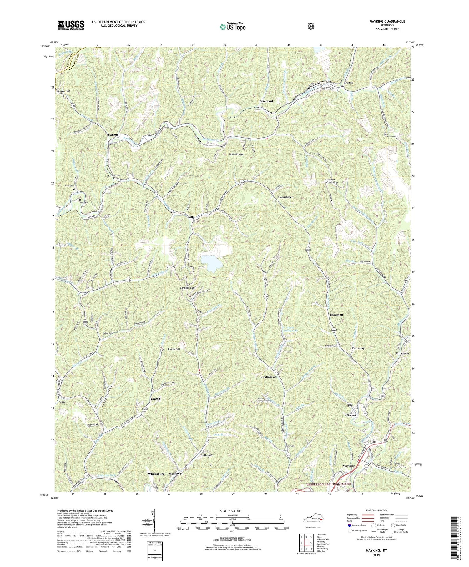 Mayking Kentucky US Topo Map Image