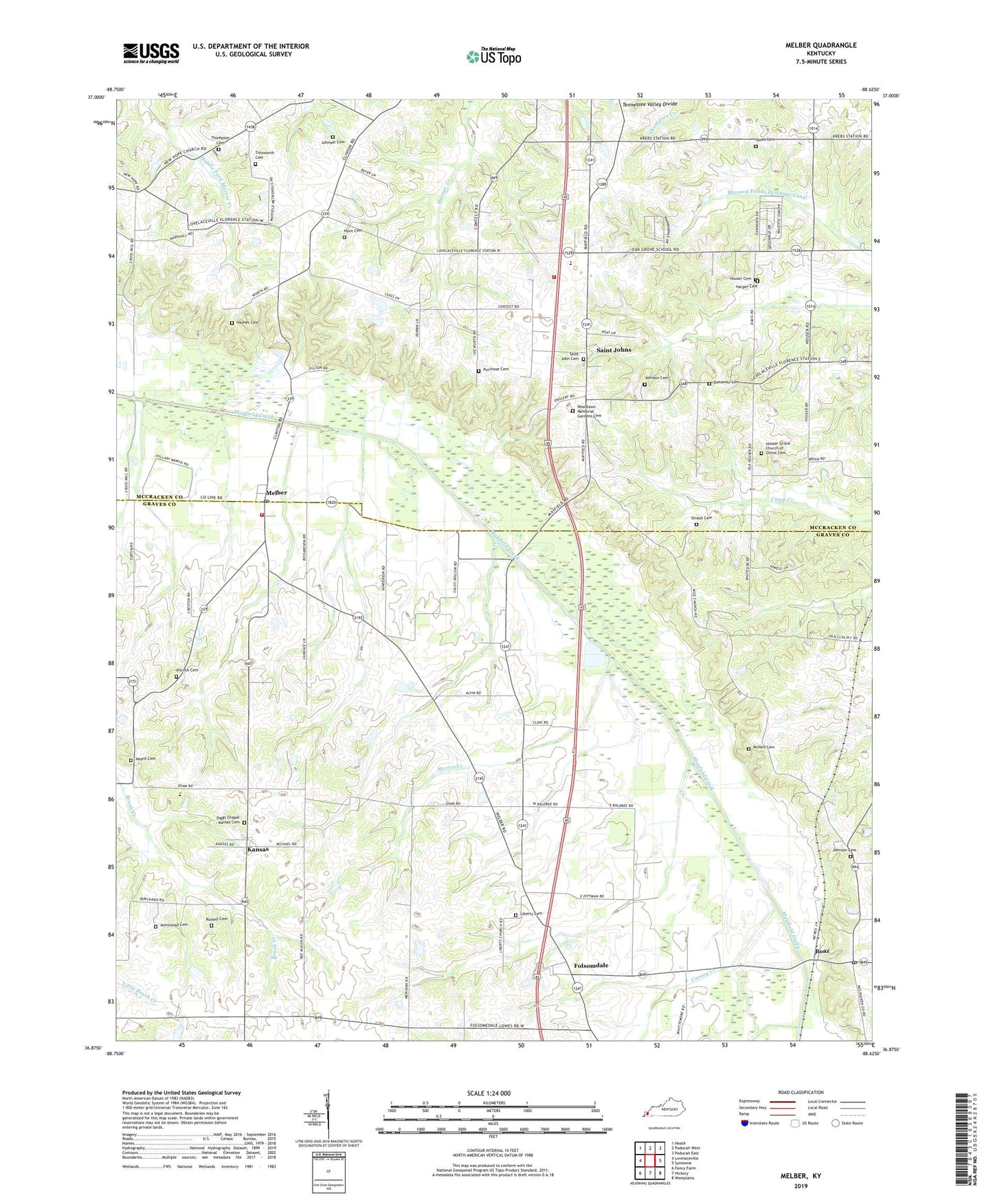 Melber Kentucky US Topo Map Image