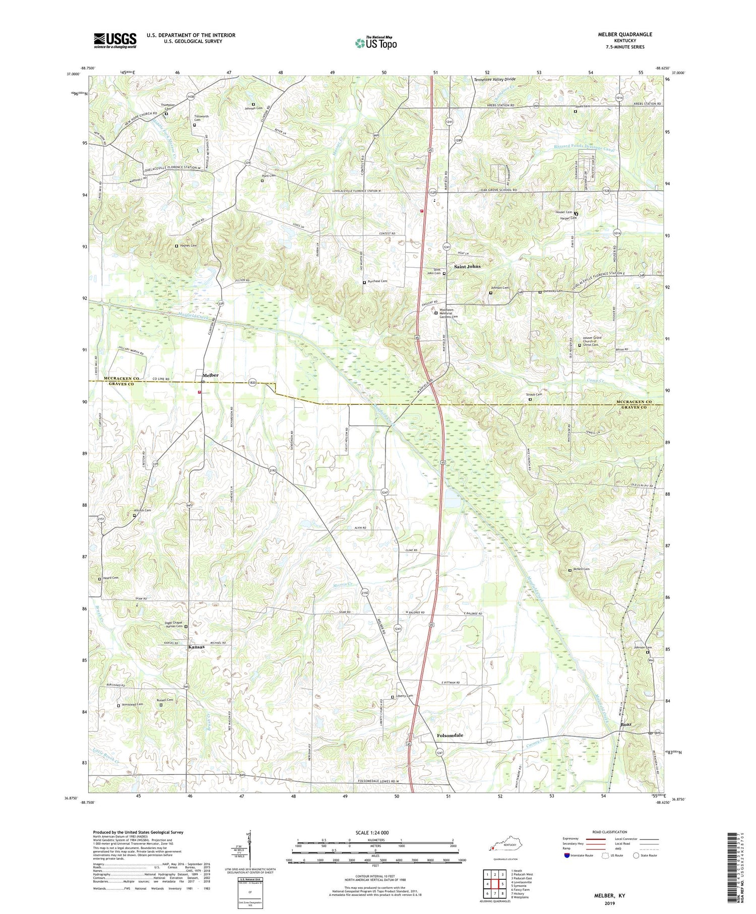 Melber Kentucky US Topo Map Image