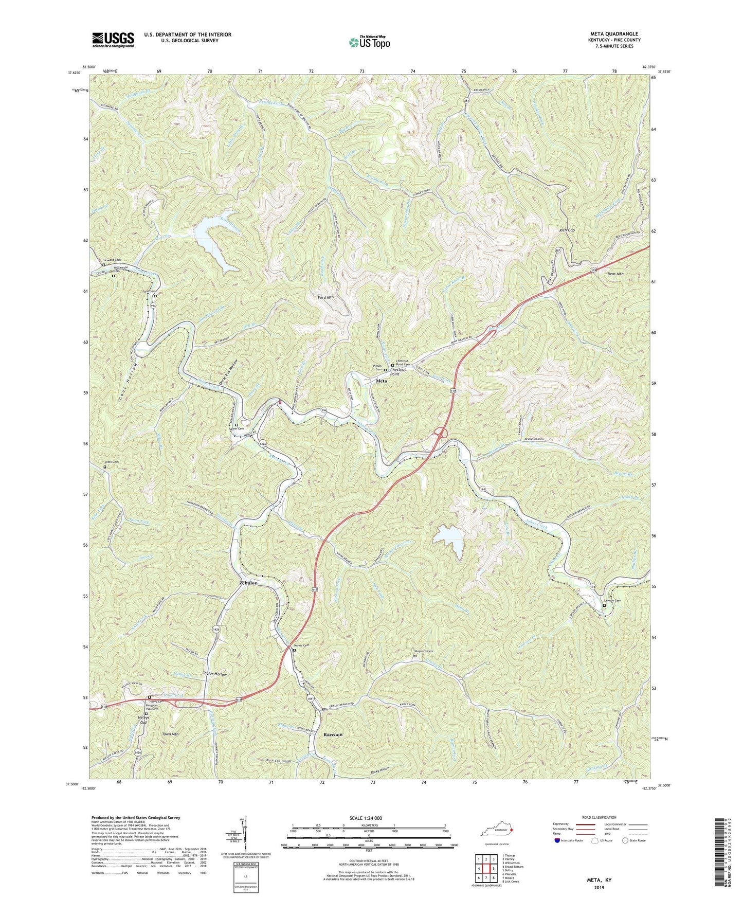 Meta Kentucky US Topo Map Image
