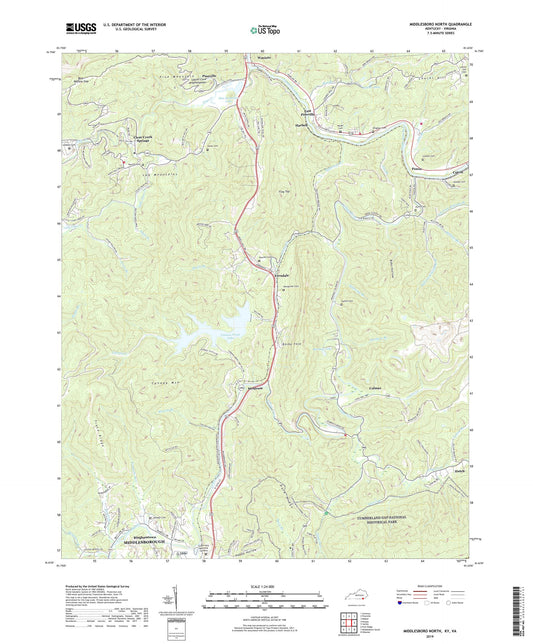 Middlesboro North Kentucky US Topo Map Image