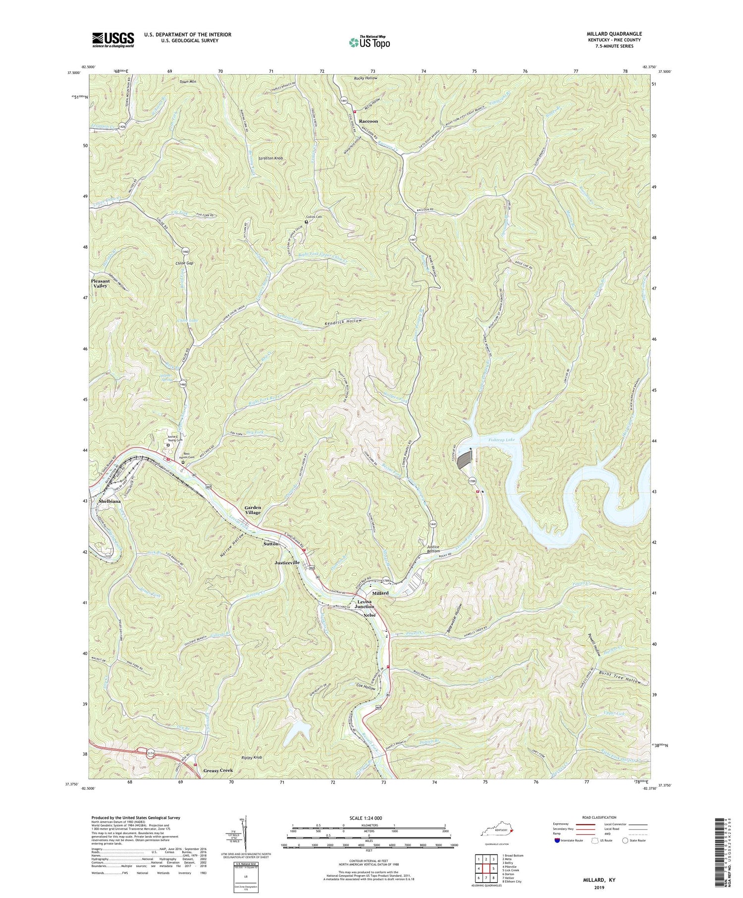 Millard Kentucky US Topo Map Image