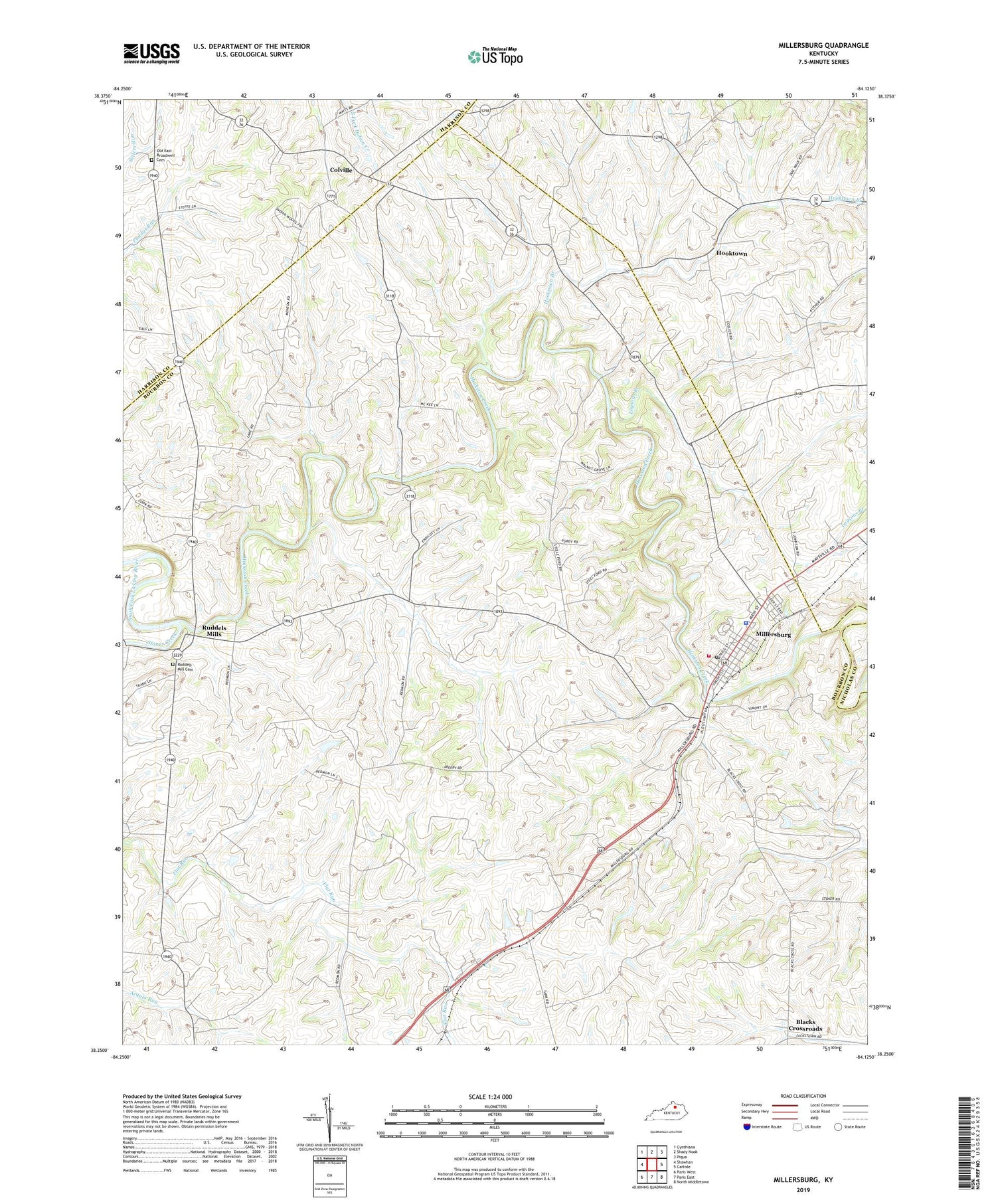 Millersburg Kentucky US Topo Map Image