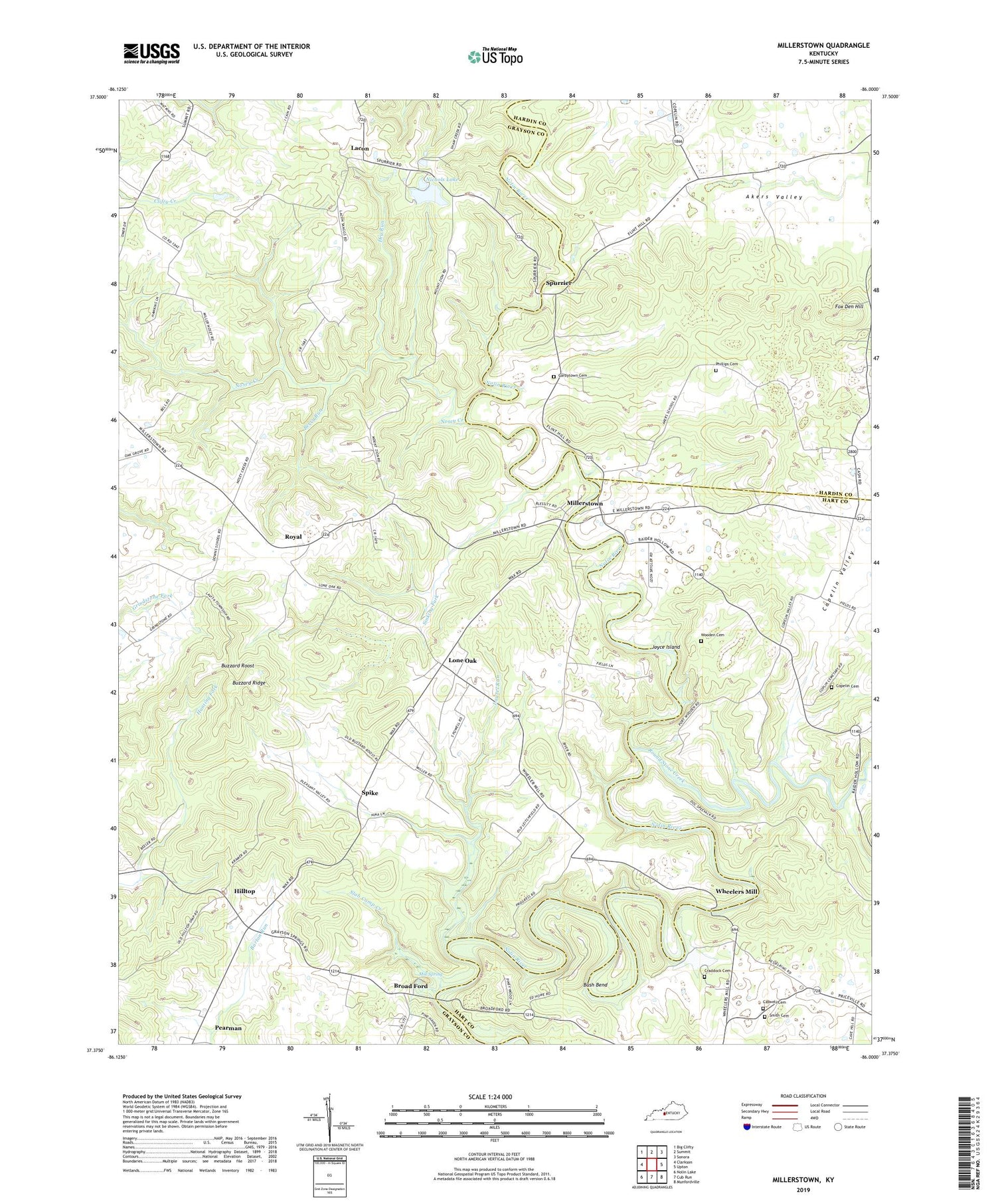 Millerstown Kentucky US Topo Map Image