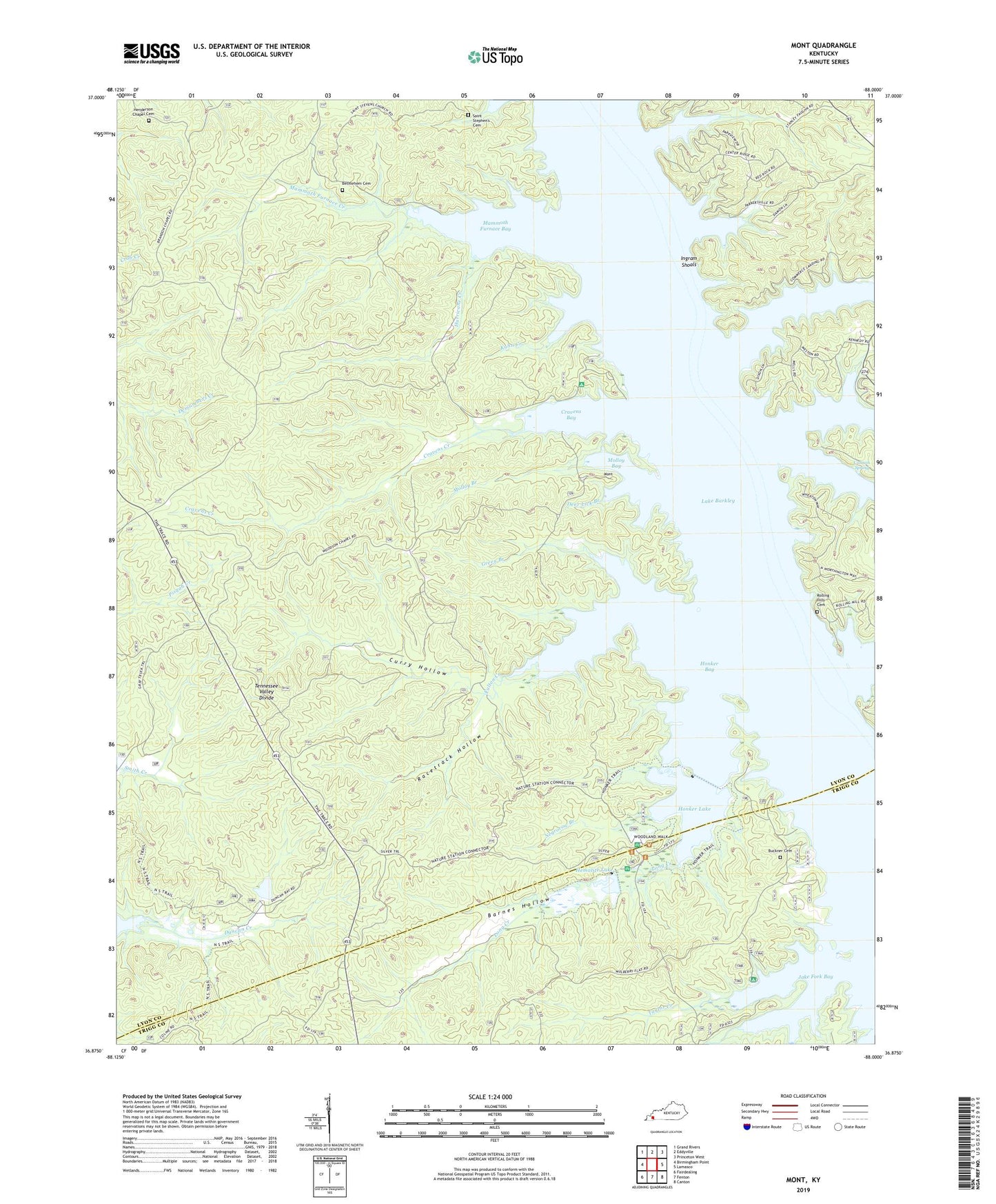 Mont Kentucky US Topo Map Image
