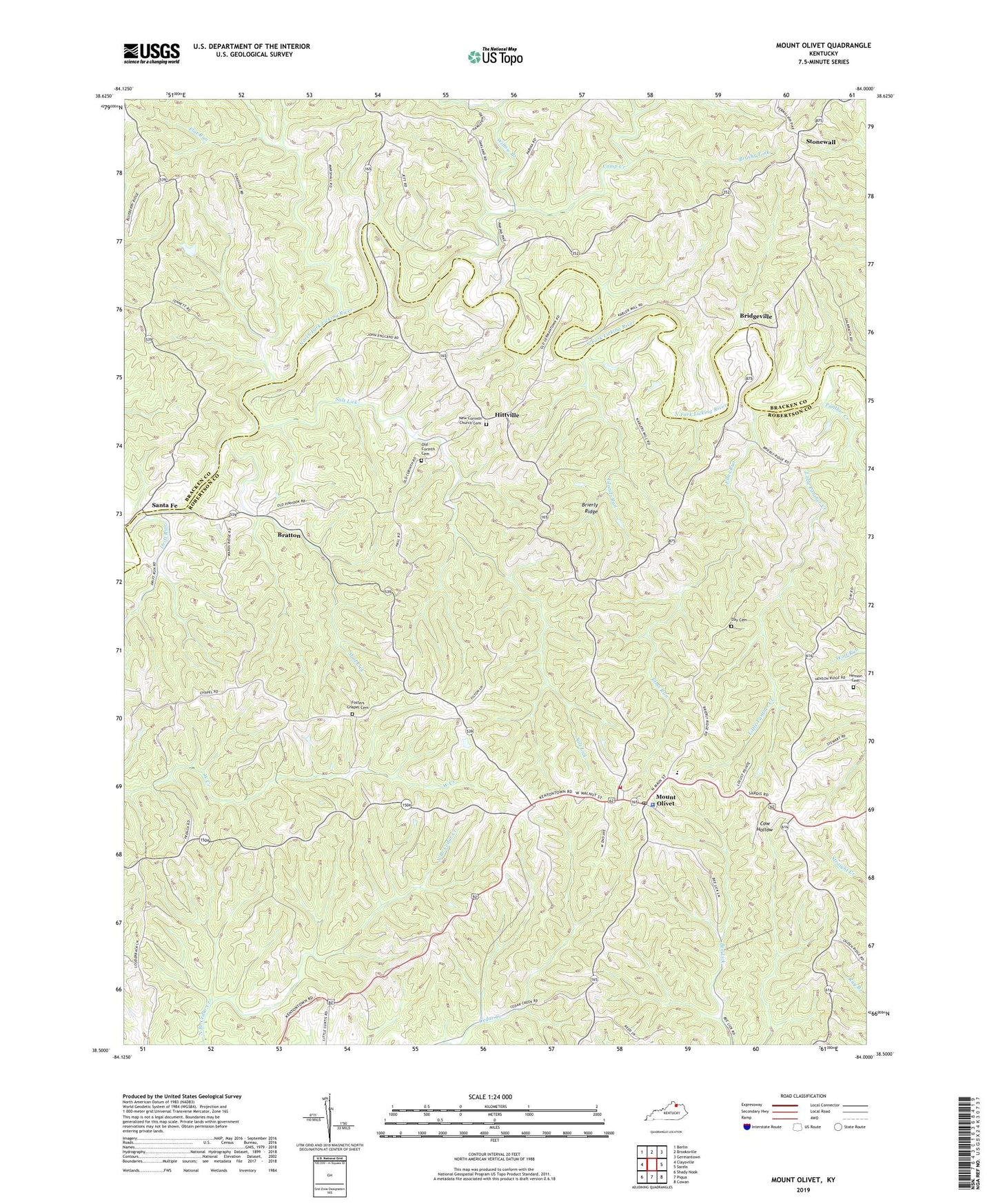 Mount Olivet Kentucky US Topo Map Image