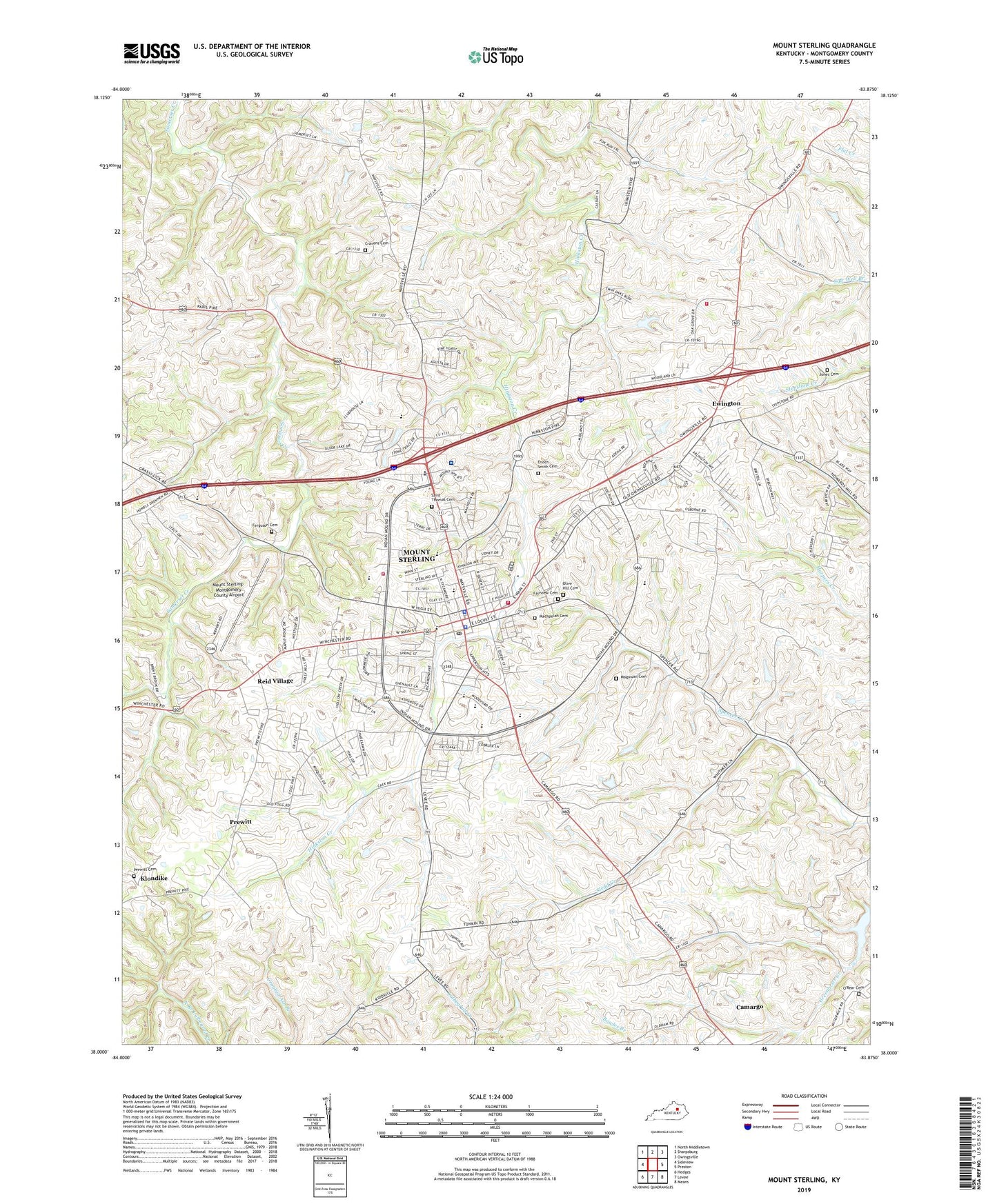 Mount Sterling Kentucky US Topo Map Image