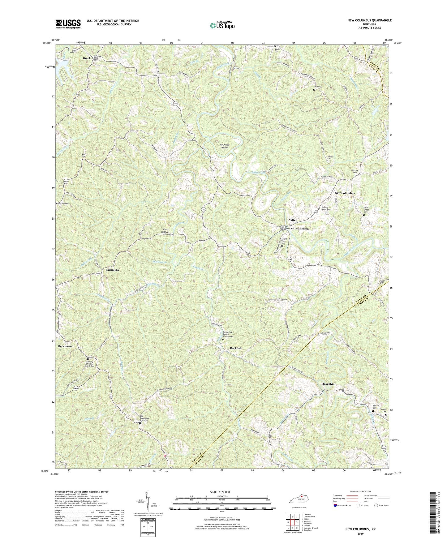 New Columbus Kentucky US Topo Map Image