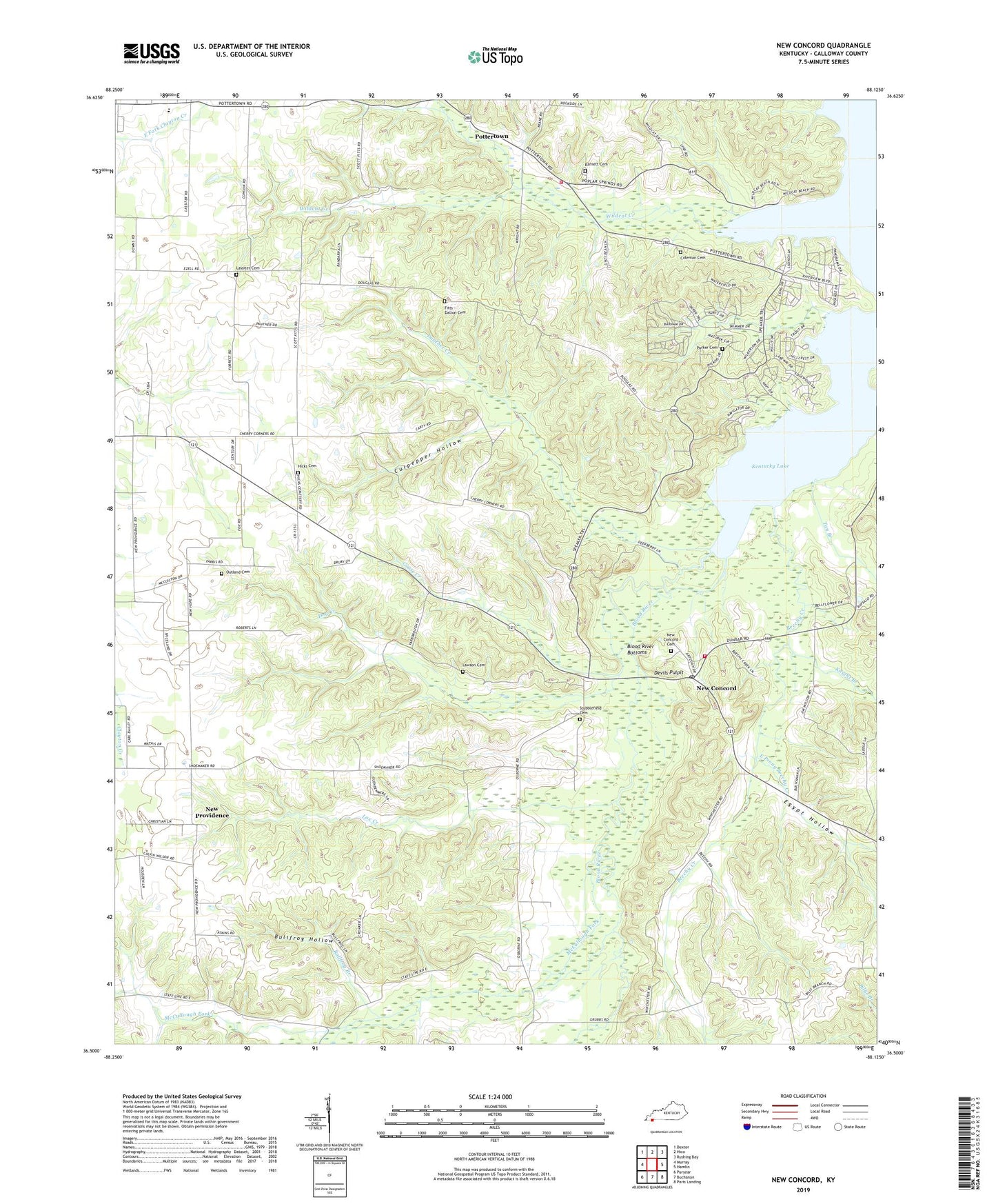 New Concord Kentucky US Topo Map Image